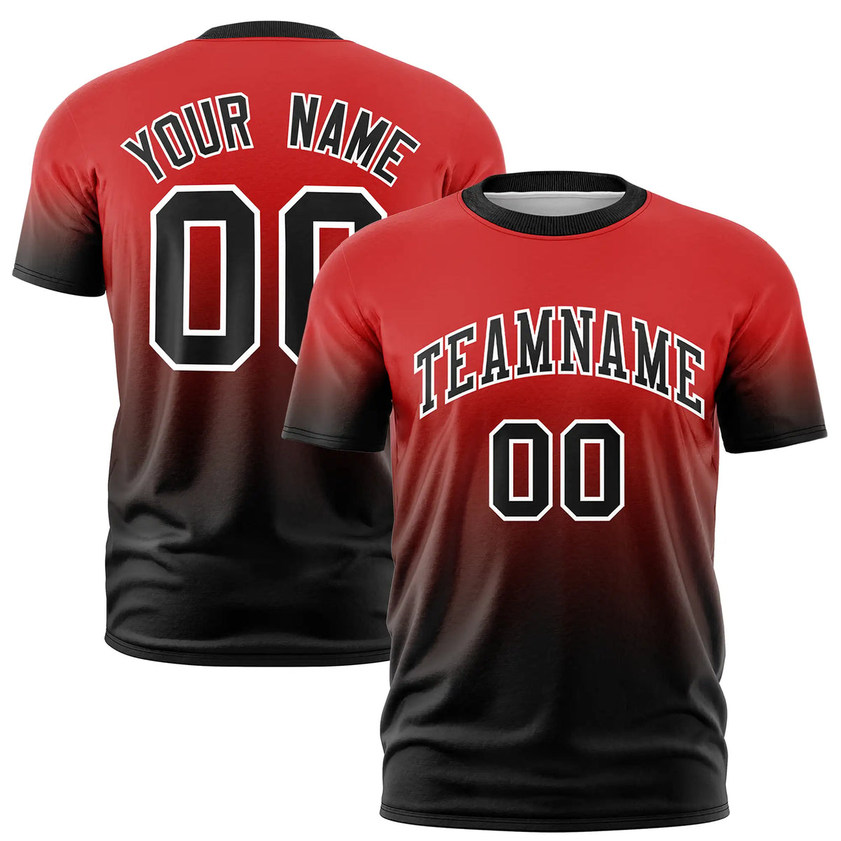 Custom Red-Black Gradient Fashion Design Performance T-Shirt