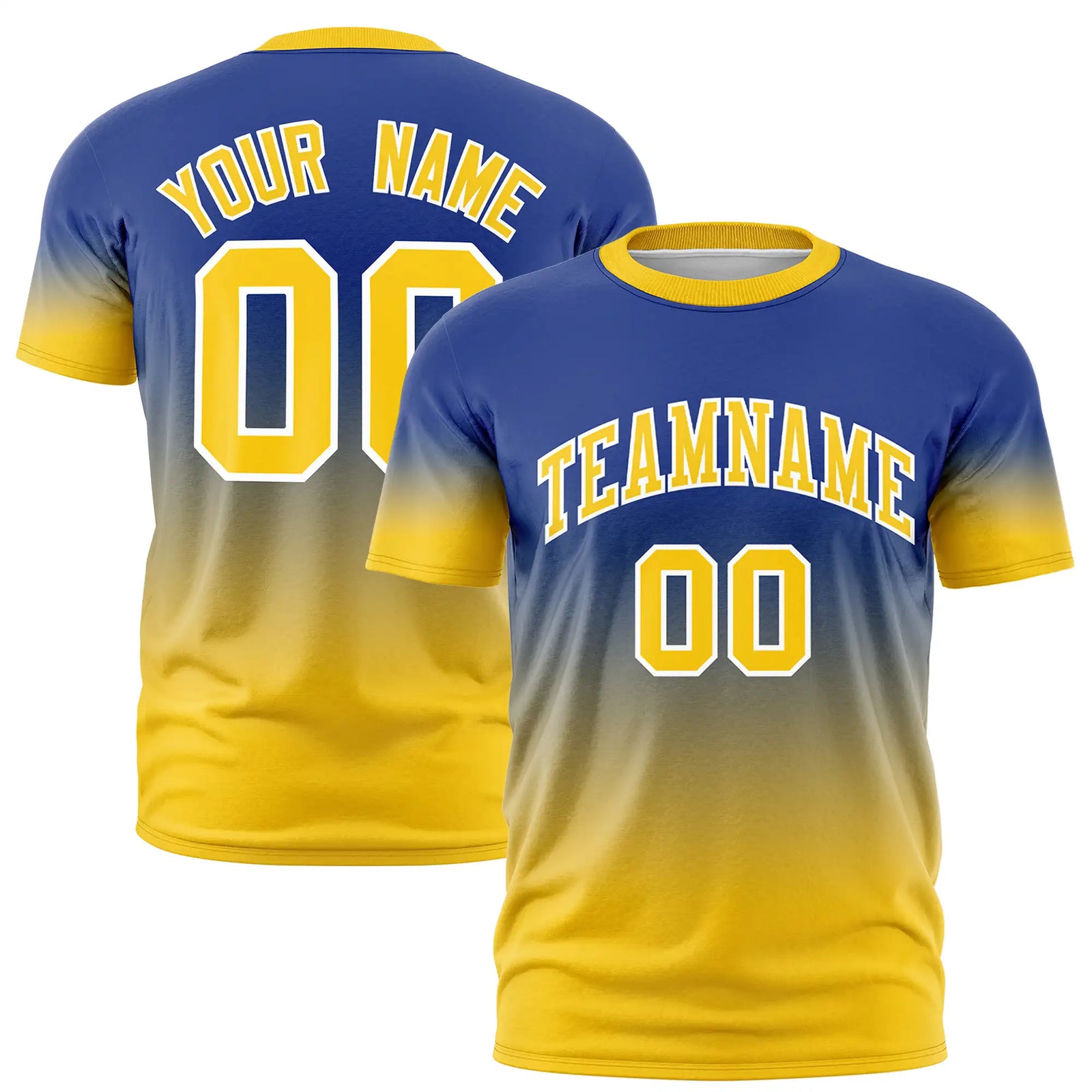 Custom Royal Blue-Gold01 Gradient Fashion Design Performance T-Shirt