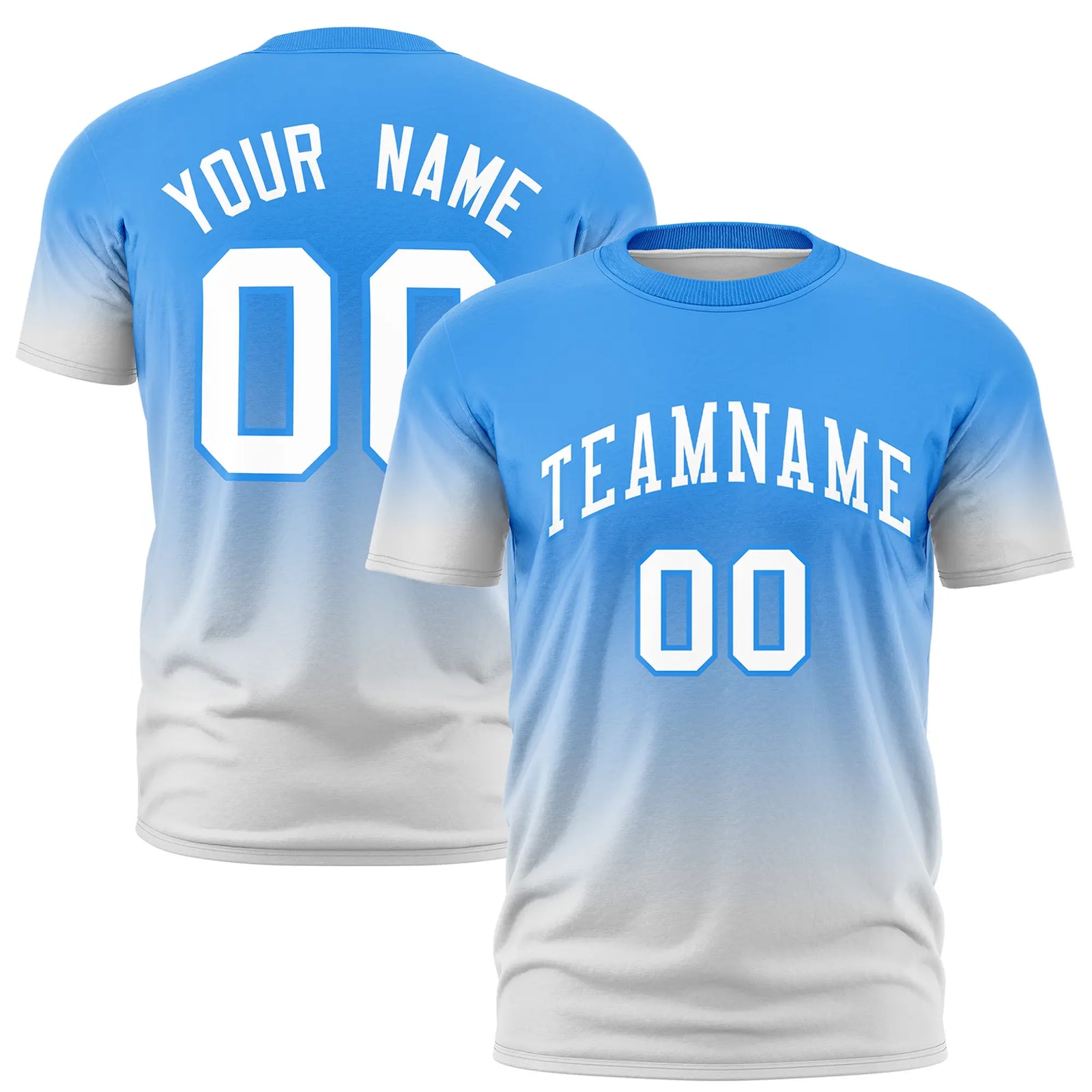 Custom Powder Blue-Gray Gradient Fashion Design Performance T-Shirt
