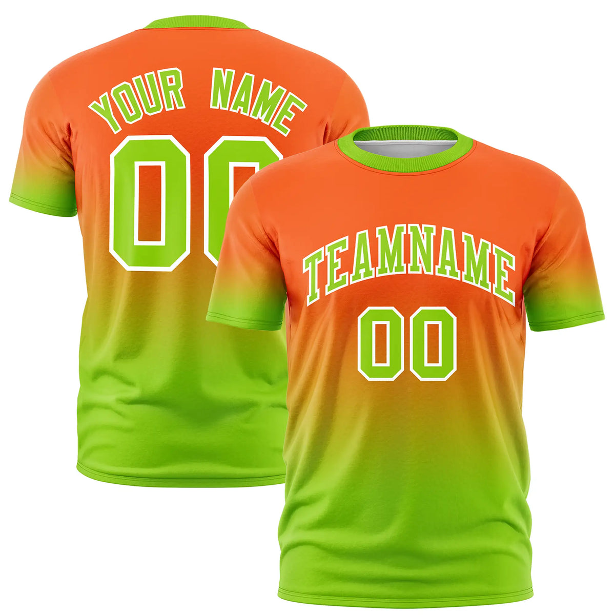 Custom Orange-Neon Green Gradient Fashion Design Performance T-Shirt