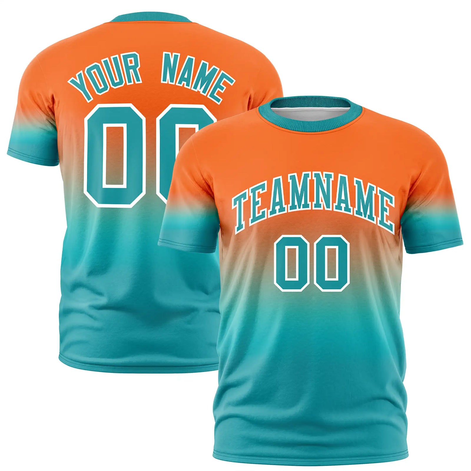 Custom Orange-Aqua Gradient Fashion Design Performance T-Shirt