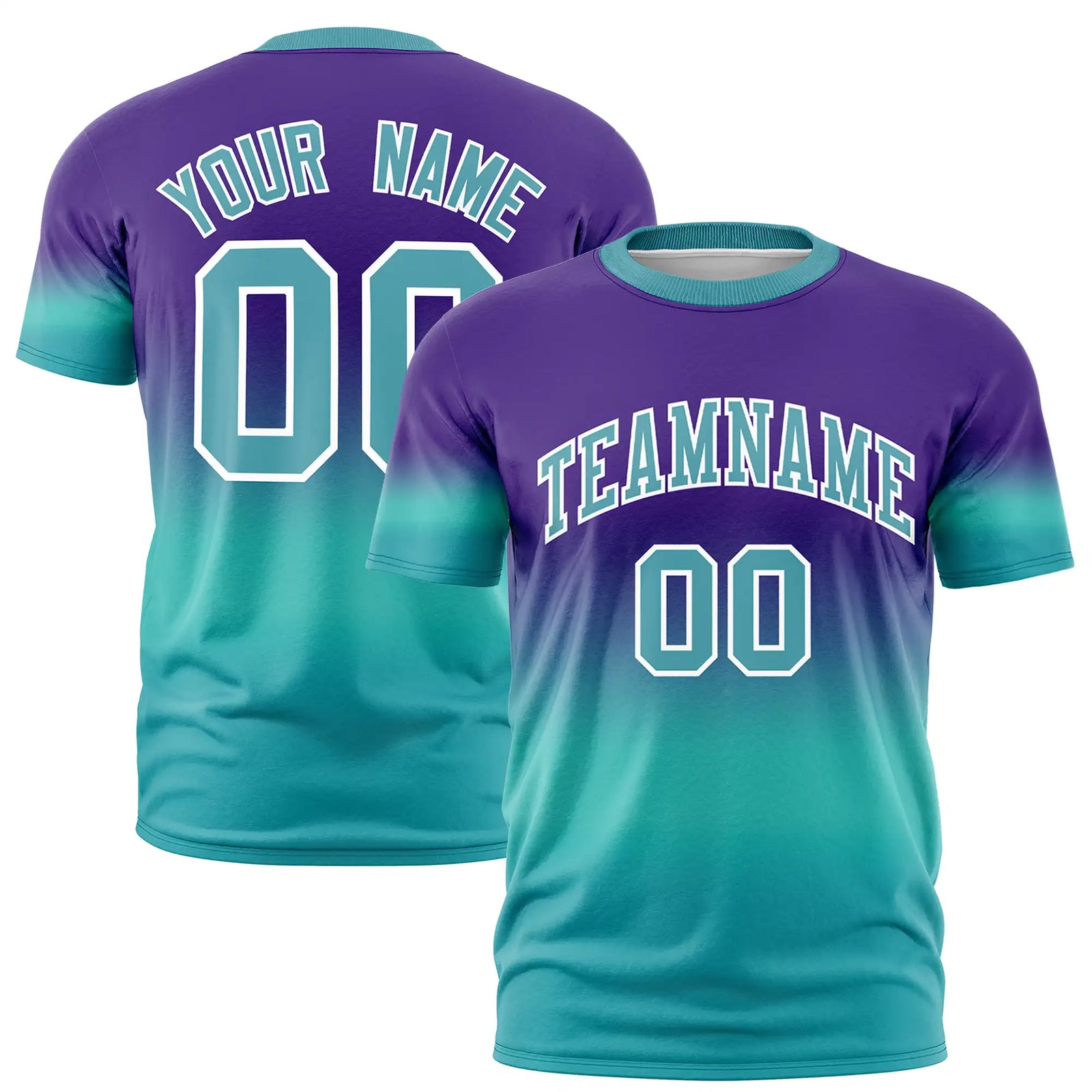 Custom Purple-Aqua Gradient Fashion Design Performance T-Shirt