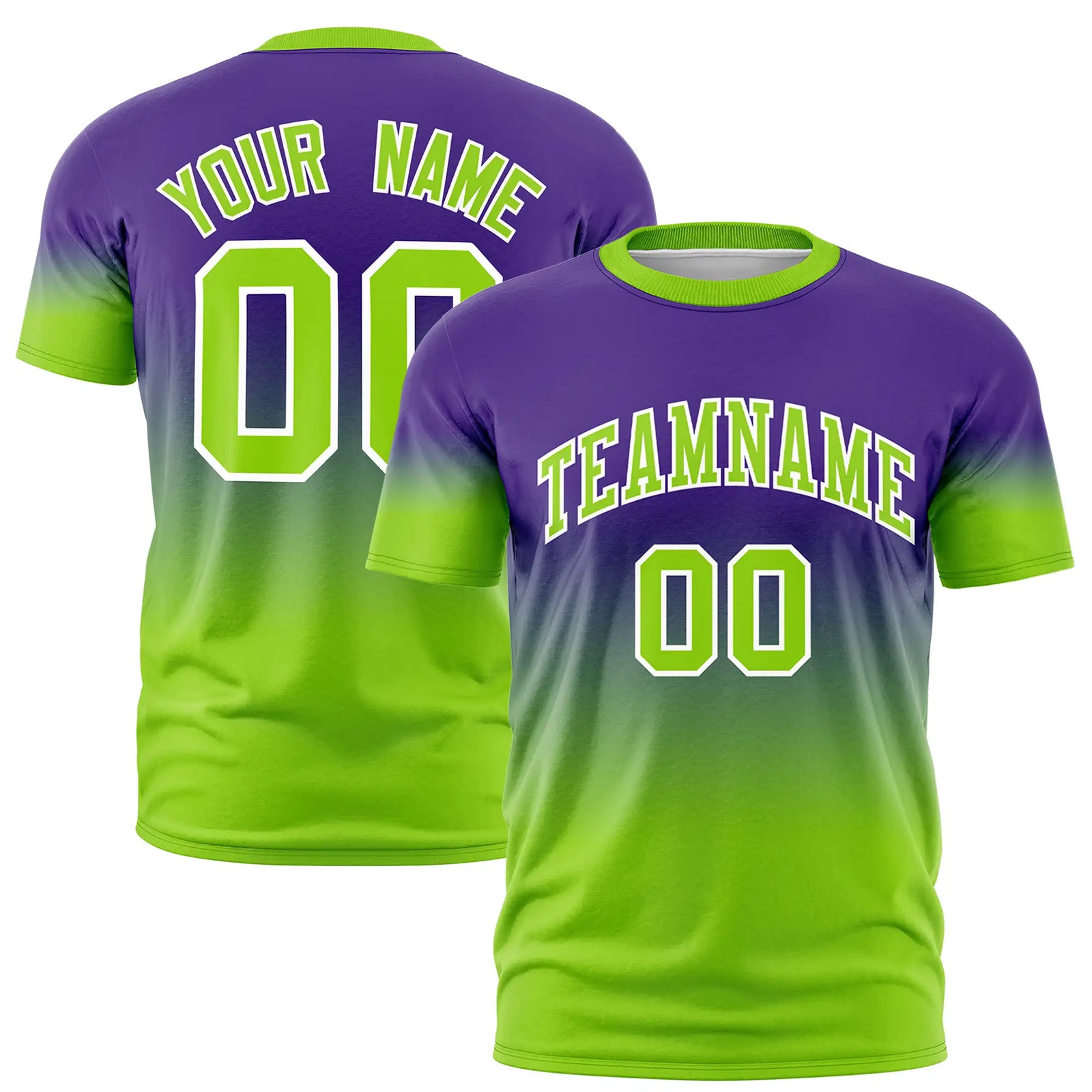 Custom Purple-Neon Green Gradient Fashion Design Performance T-Shirt