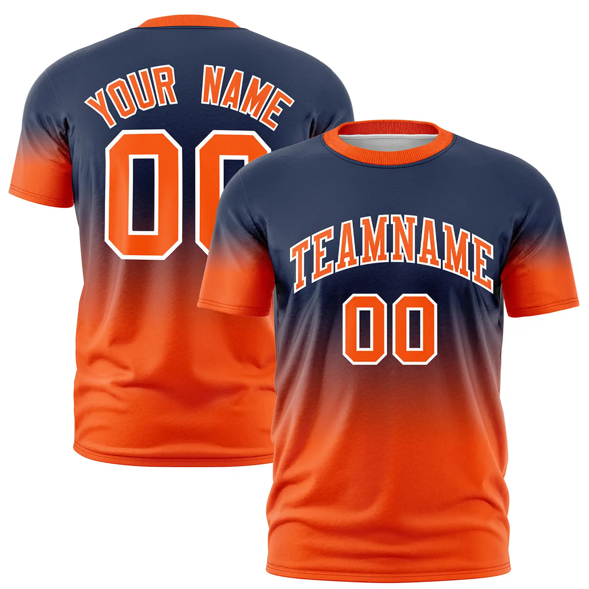 Custom Navy-Orange Gradient Fashion Design Performance T-Shirt