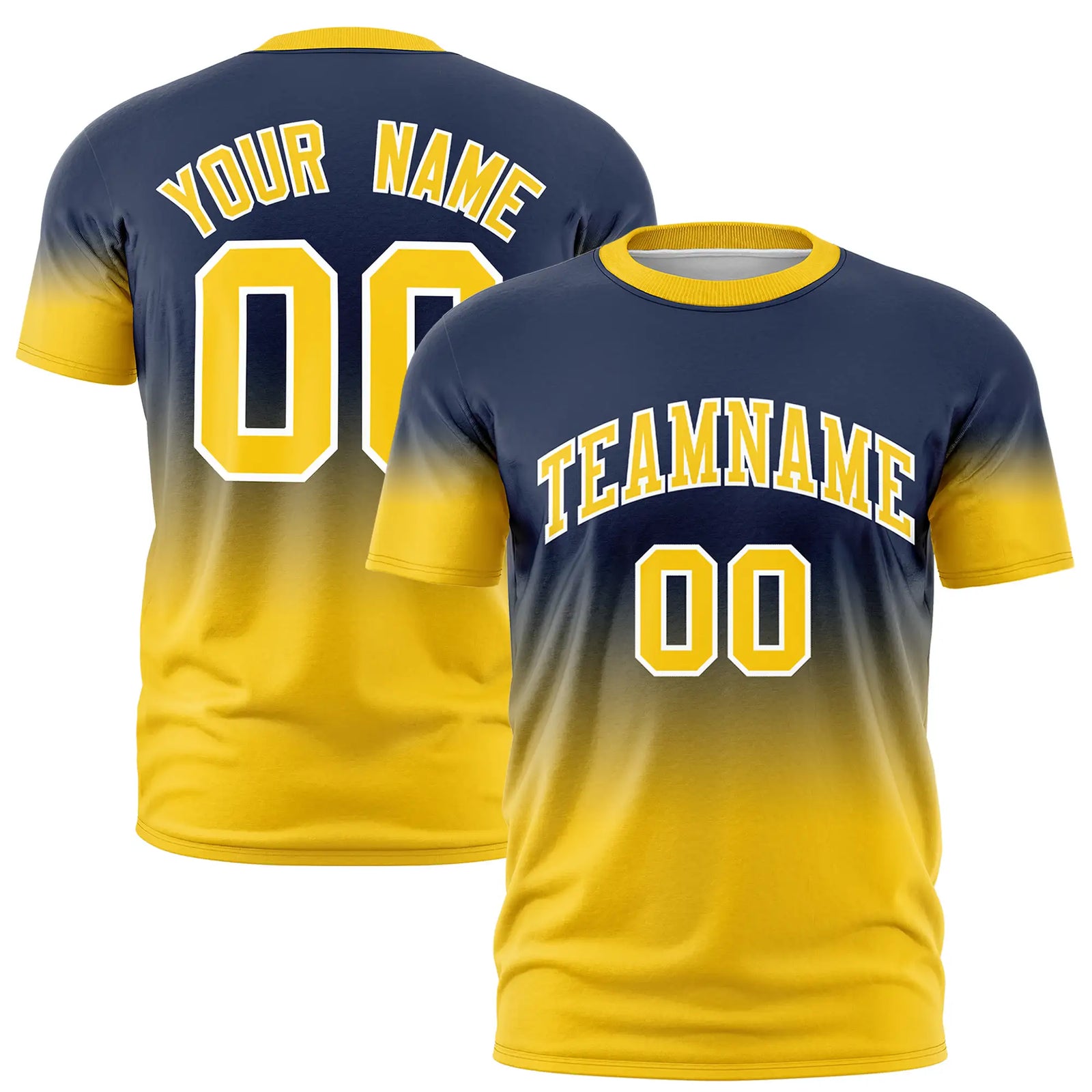 Custom Navy-Gold01 Gradient Fashion Design Performance T-Shirt