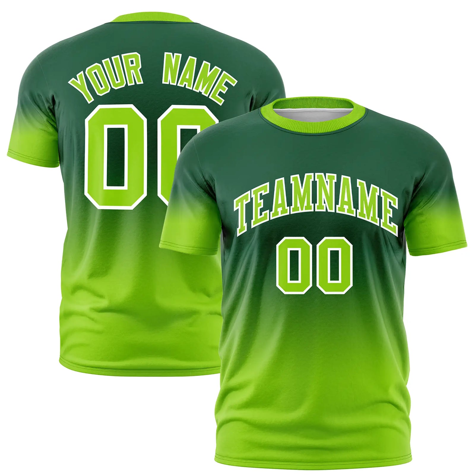 Custom Green-Neon Green Gradient Fashion Design Performance T-Shirt