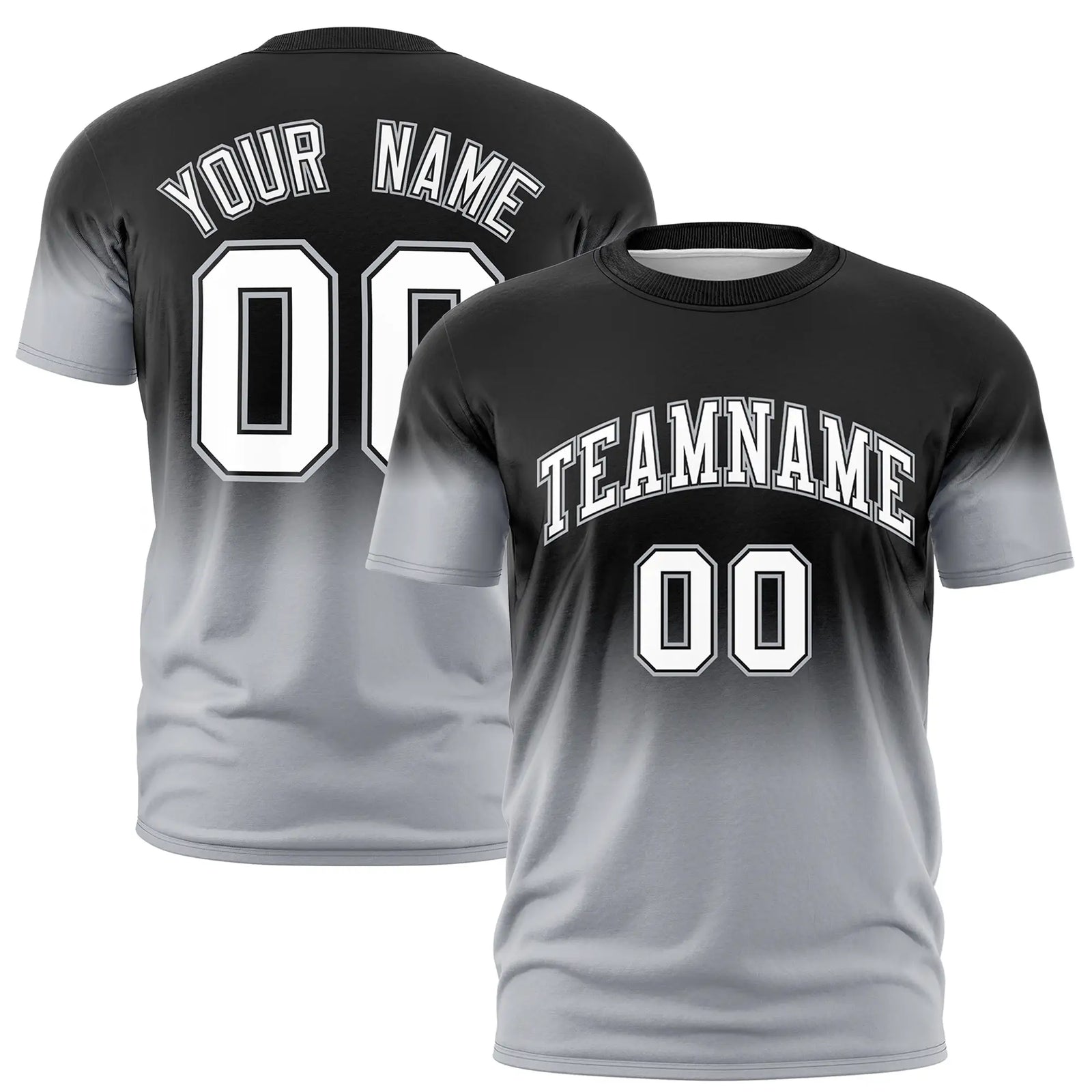 Custom Black-Gray Gradient Fashion Design Performance T-Shirt