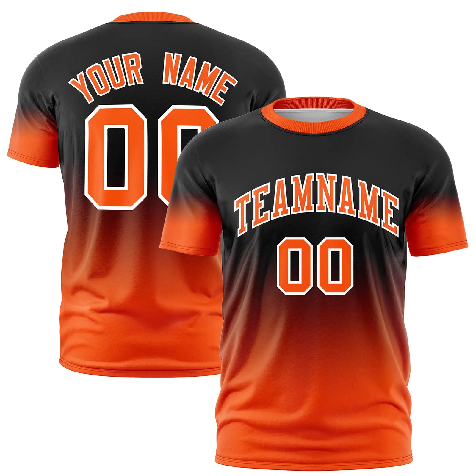 Custom Black-Orange Gradient Fashion Design Performance T-Shirt