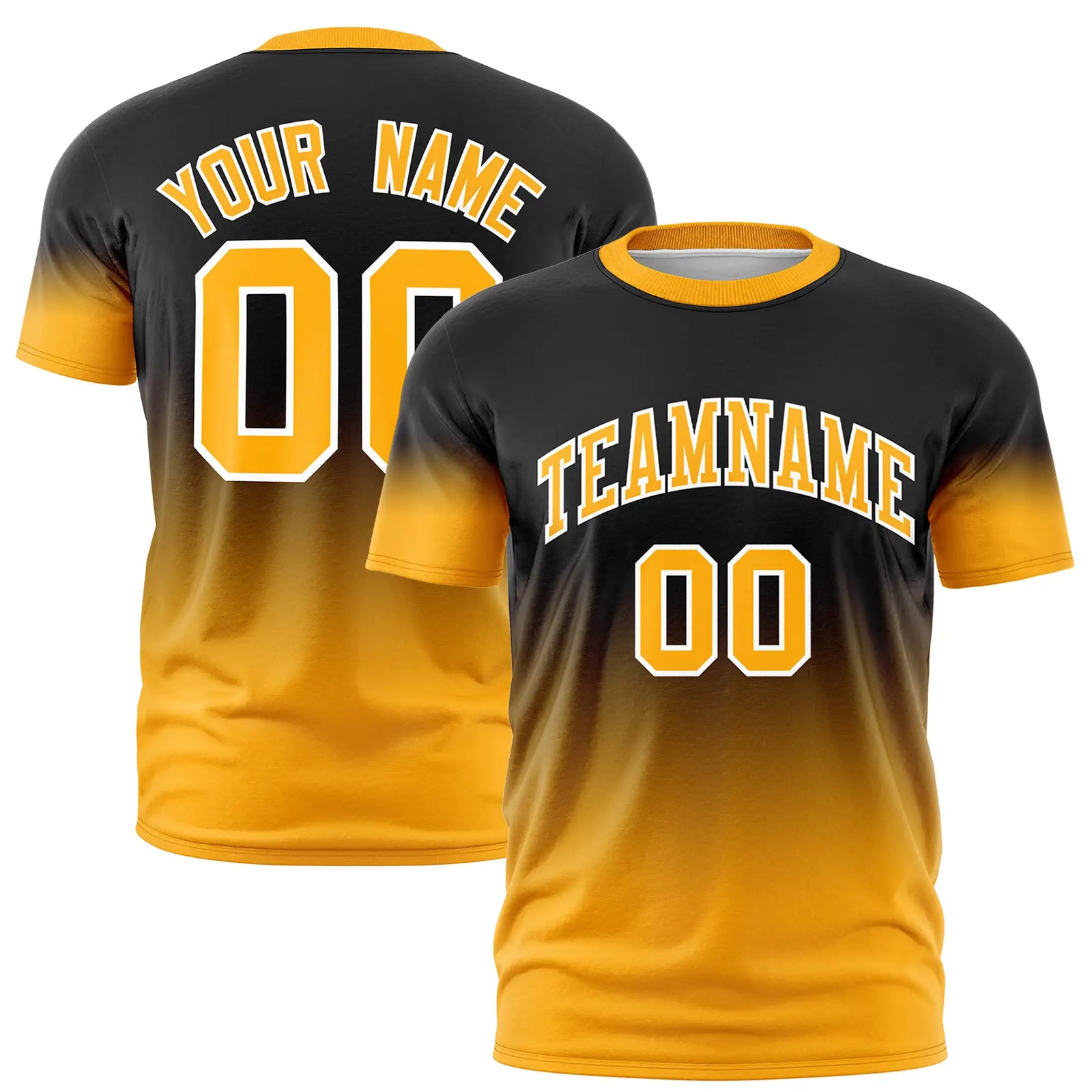 Custom Black-Yellow Gradient Fashion Design Performance T-Shirt