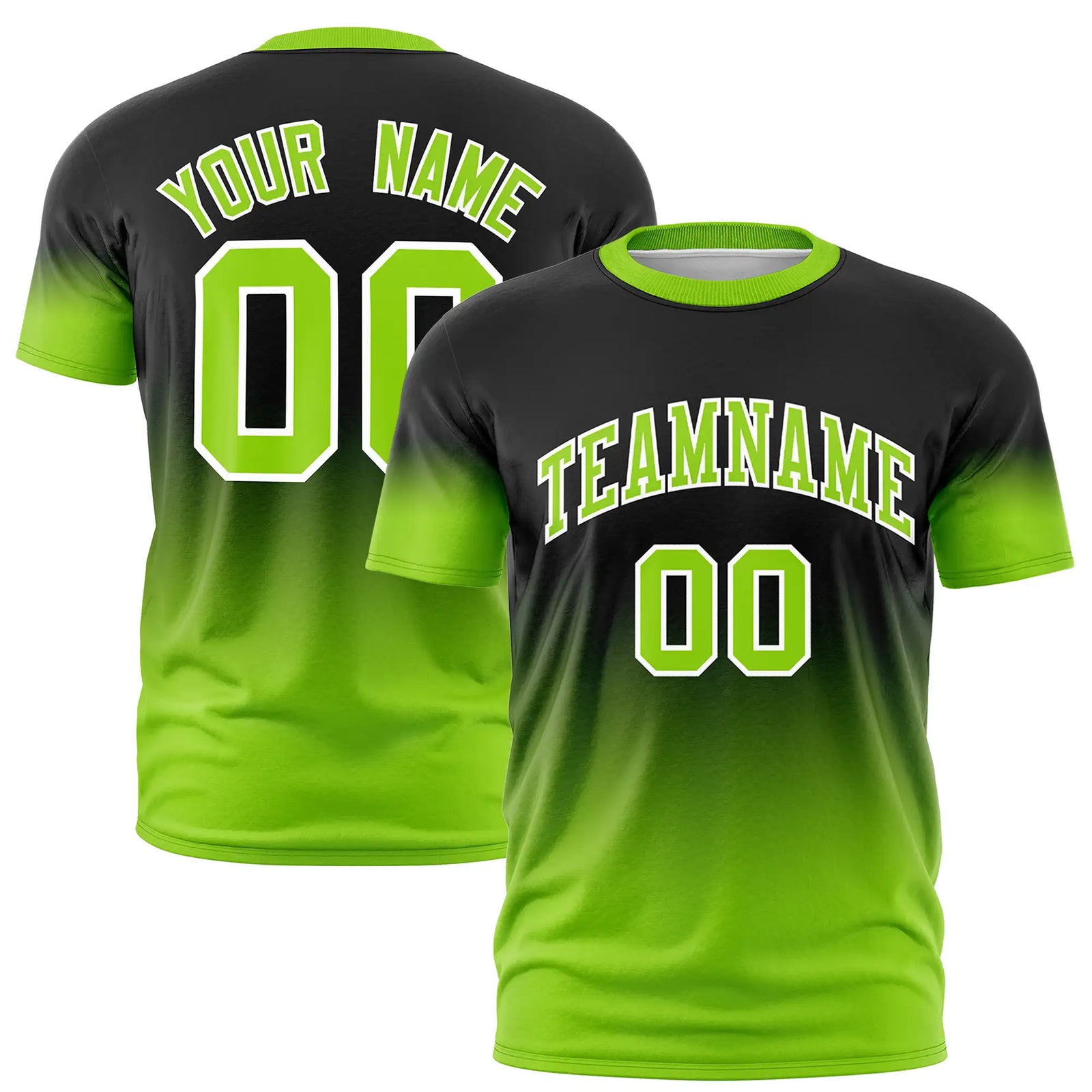 Custom Black-Neon Green Gradient Fashion Design Performance T-Shirt