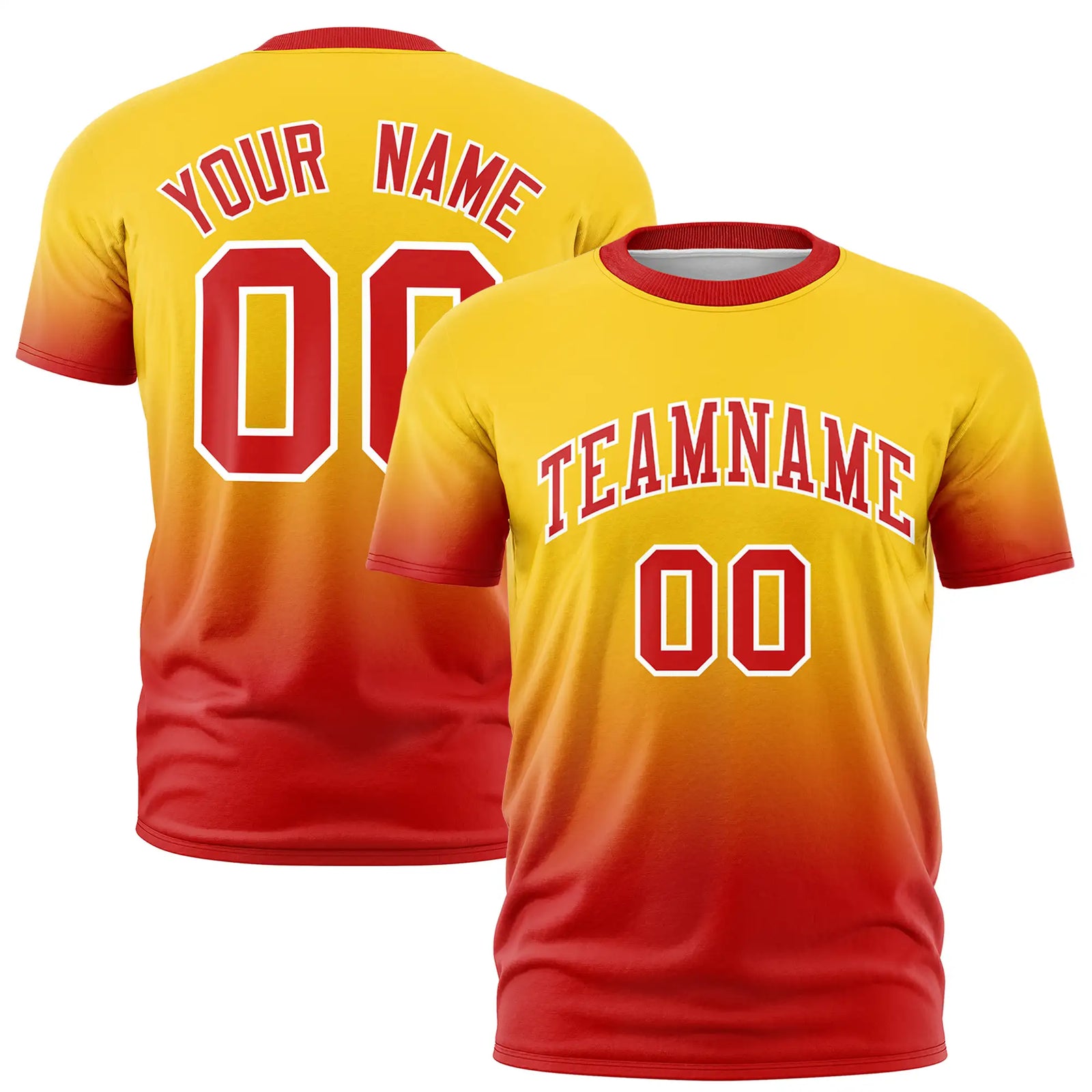 Custom Gold01-Red Gradient Fashion Design Performance T-Shirt