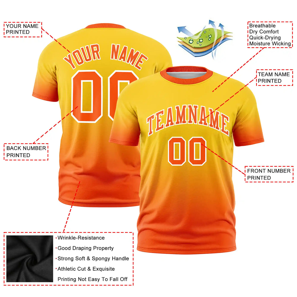 Custom Gold01-Orange Gradient Fashion Design Performance T-Shirt