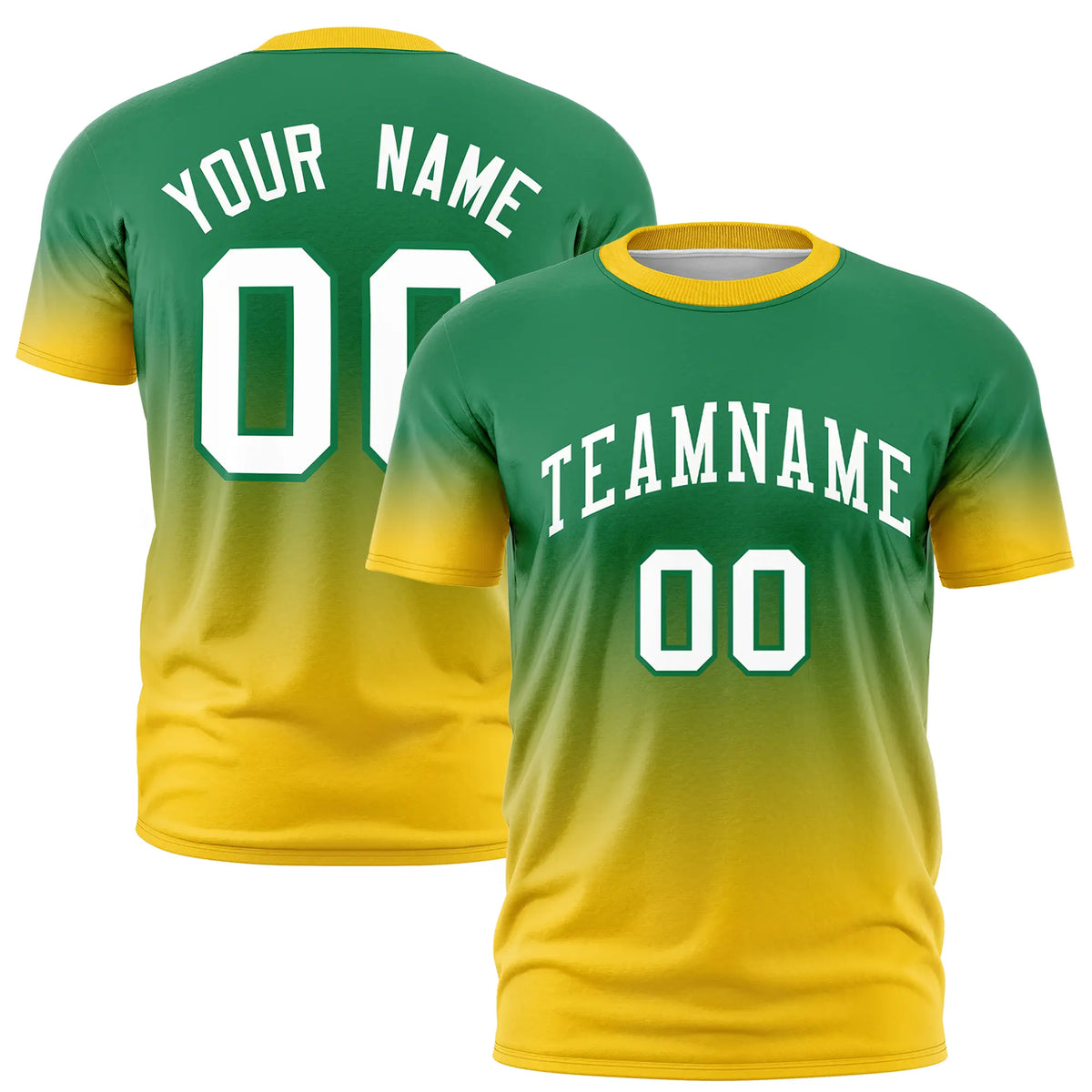Custom Kelly Green-Gold01 Gradient Fashion Design Performance T-Shirt