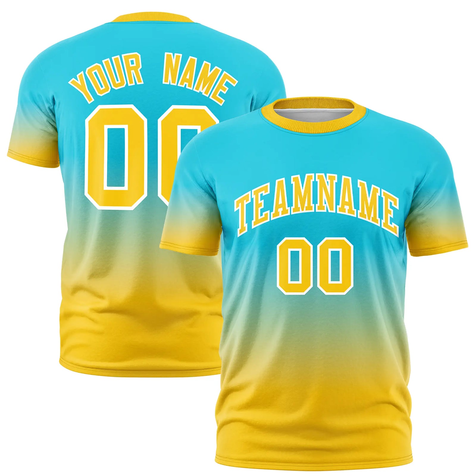 Custom Sky Blue-Gold01 Gradient Fashion Design Performance T-Shirt