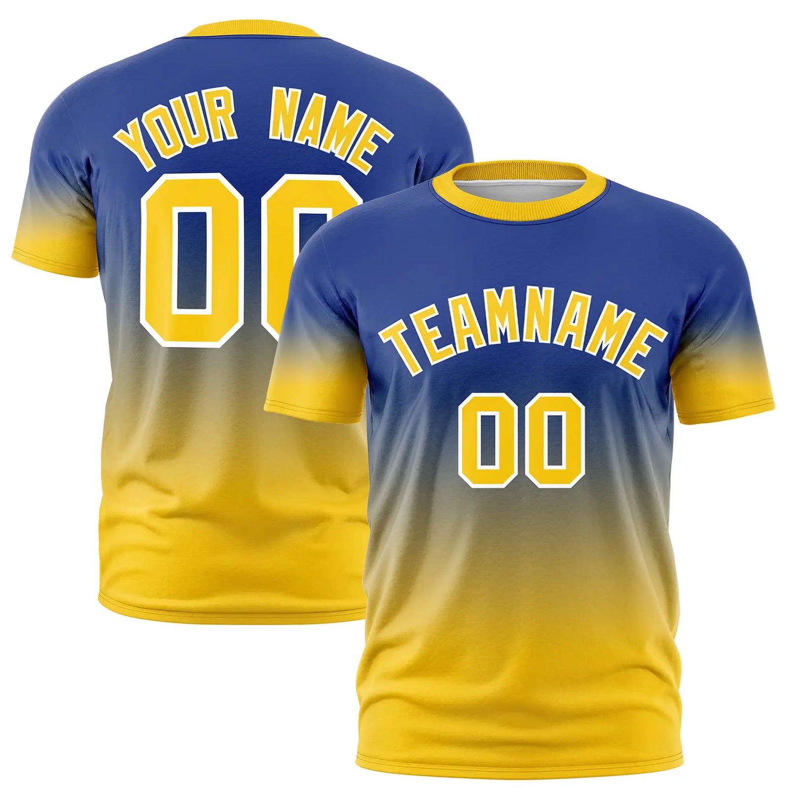Custom Royal Blue-Gold01 Gradient Fashion Design Performance T-Shirt