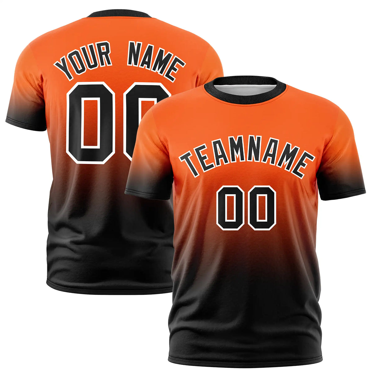Custom Orange-Black Gradient Fashion Design Performance T-Shirt