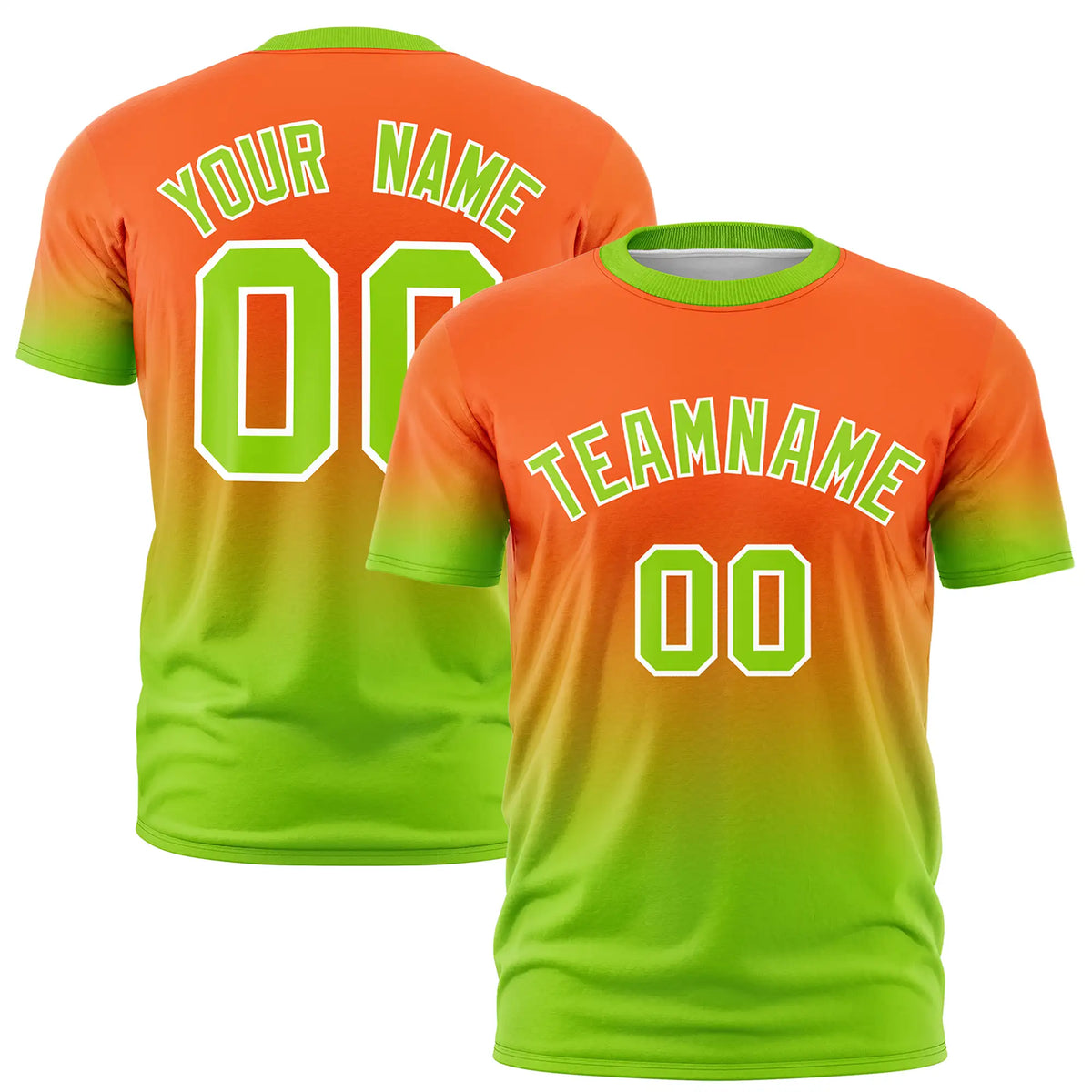 Custom Orange-Neon Green Gradient Fashion Design Performance T-Shirt