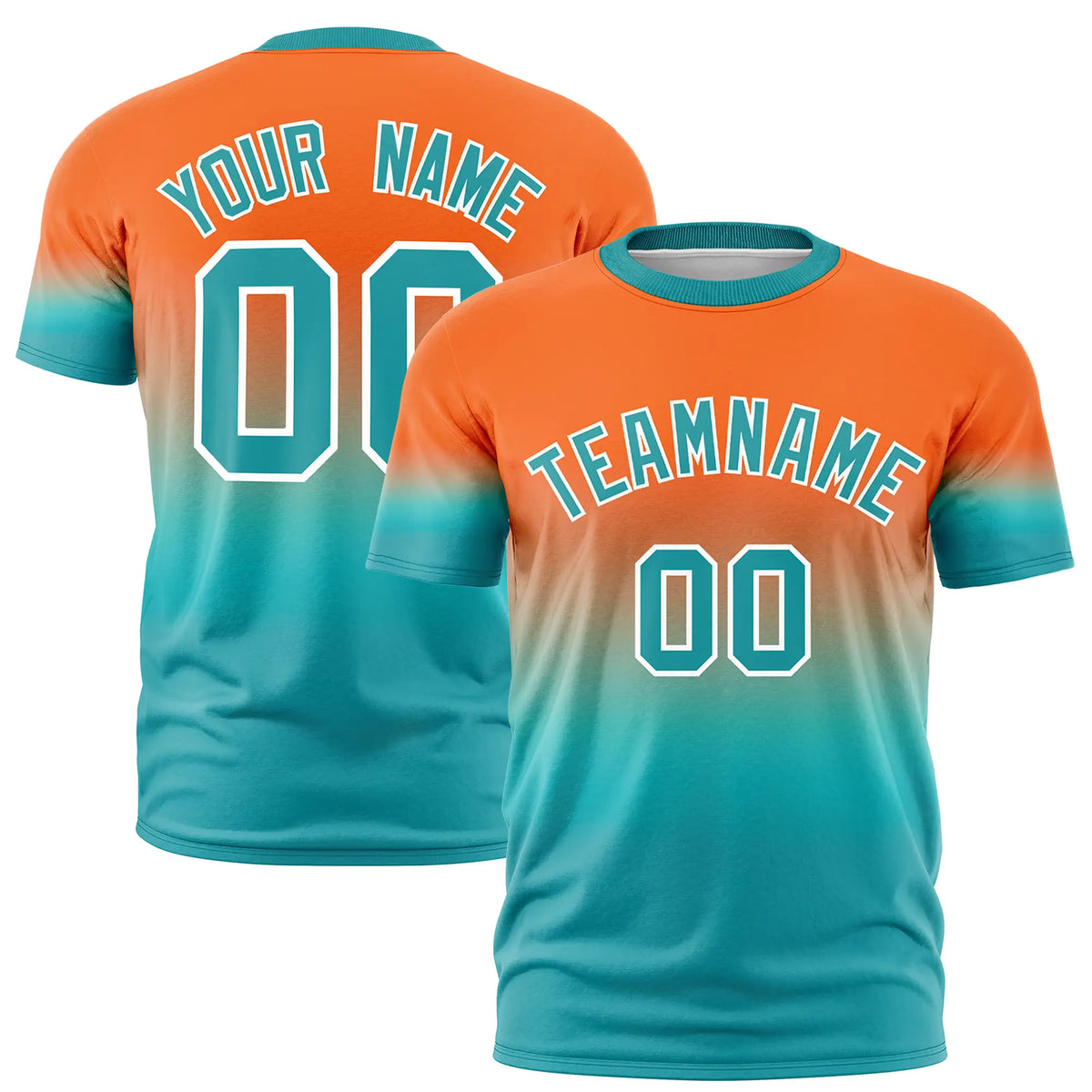 Custom Orange-Aqua Gradient Fashion Design Performance T-Shirt