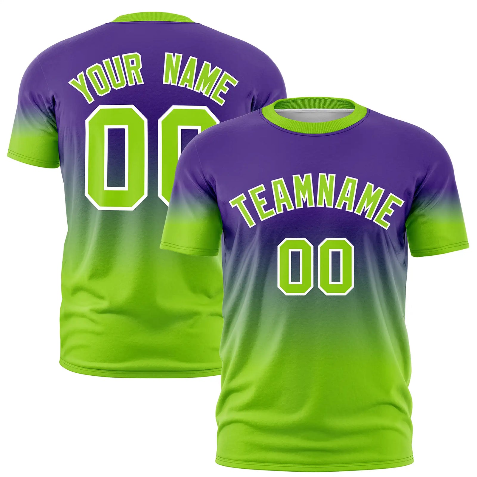 Custom Purple-Neon Green Gradient Fashion Design Performance T-Shirt