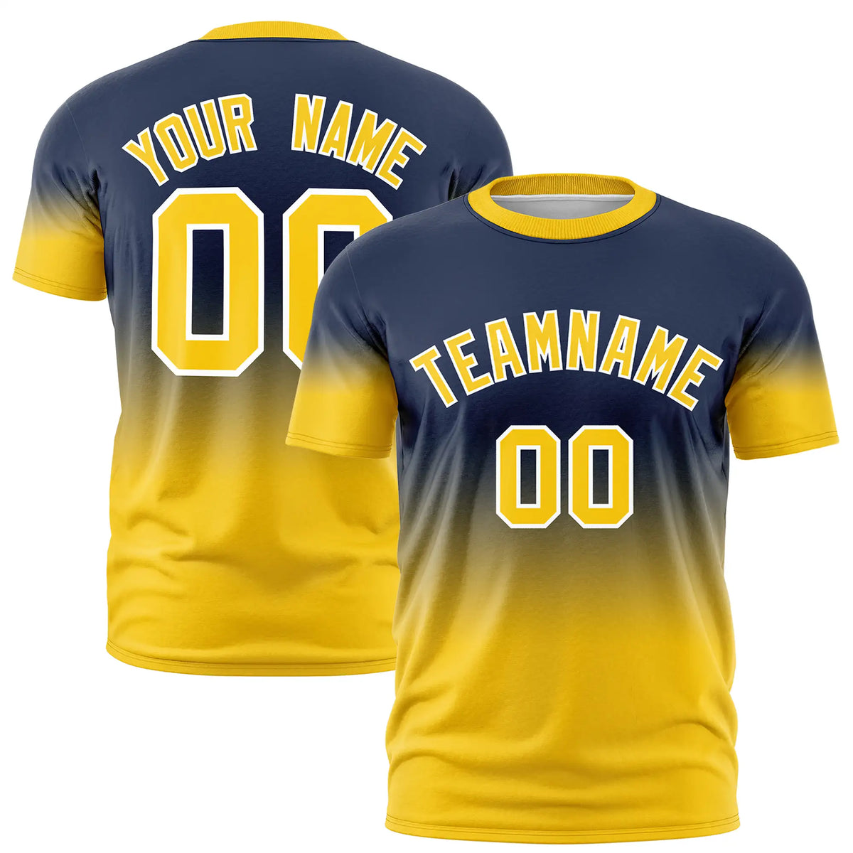 Custom Navy-Gold01 Gradient Fashion Design Performance T-Shirt