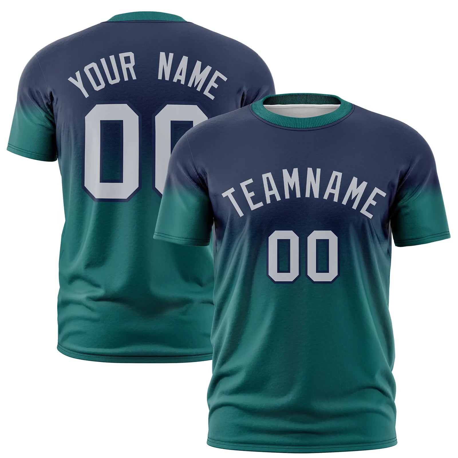 Custom Navy-Aqua Gradient Fashion Design Performance T-Shirt