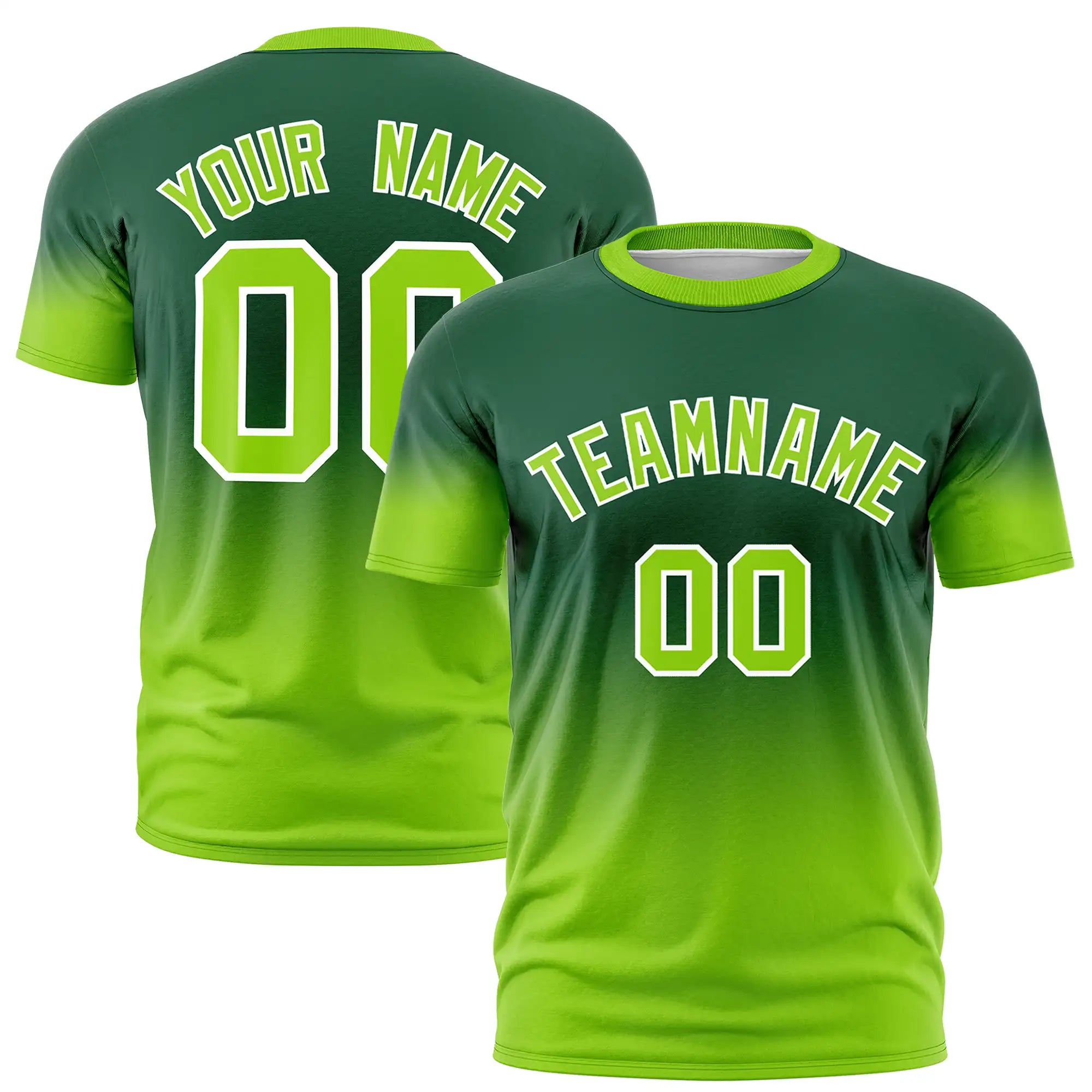 Custom Green-Neon Green Gradient Fashion Design Performance T-Shirt