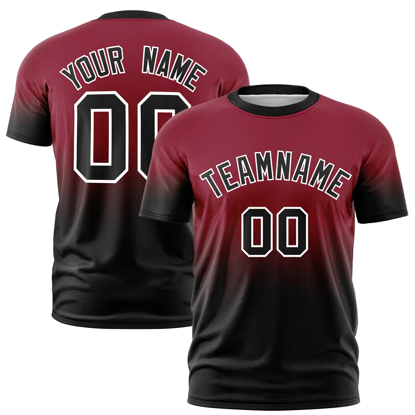 Custom Crimson-Black Gradient Fashion Design Performance T-Shirt