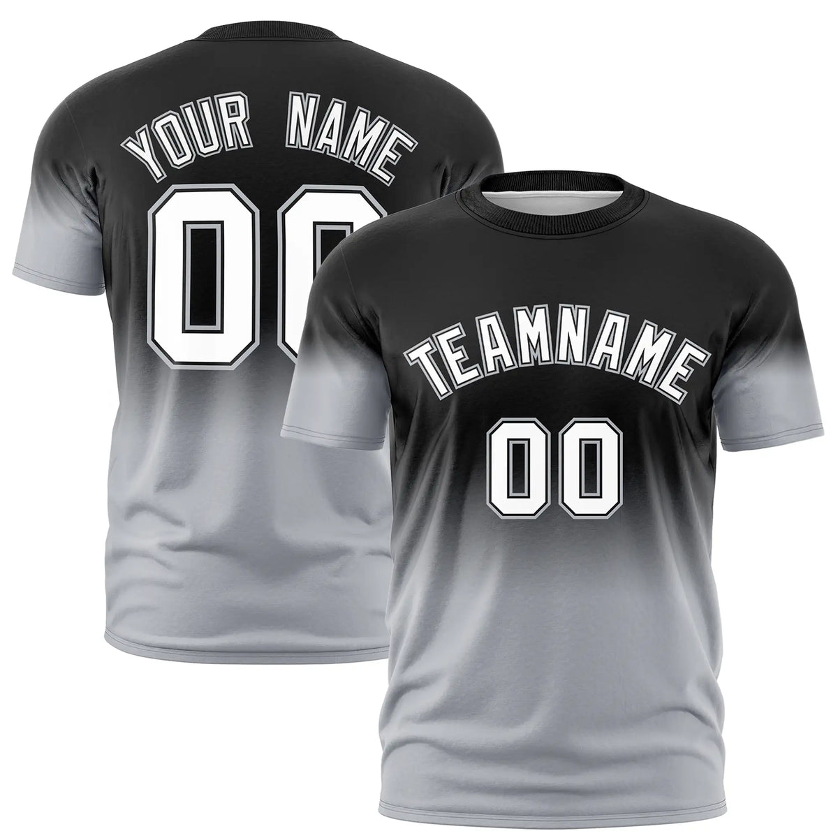 Custom Black-Gray Gradient Fashion Design Performance T-Shirt