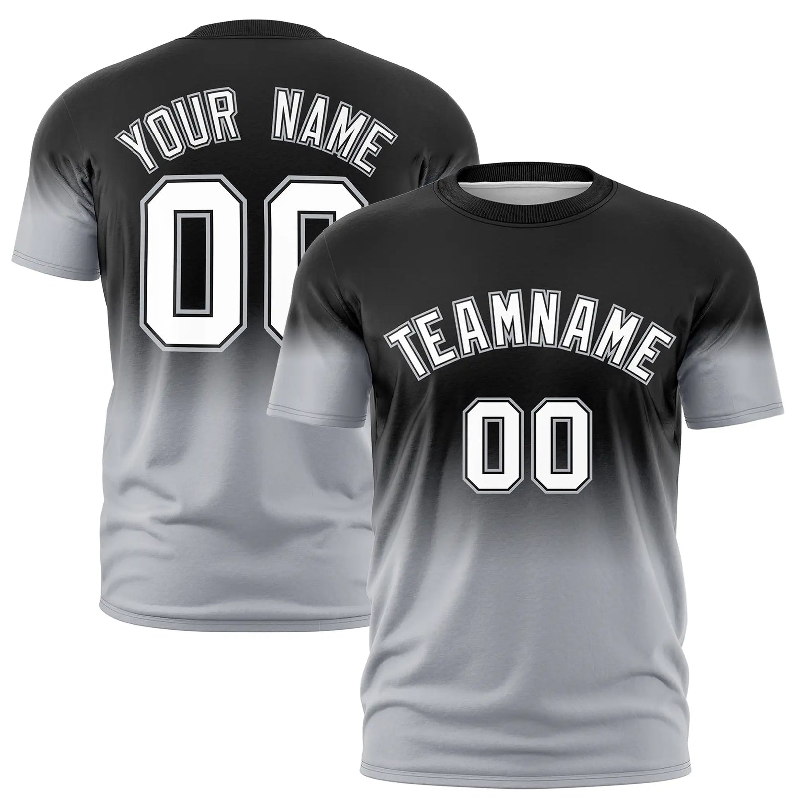 Custom Black-Gray Gradient Fashion Design Performance T-Shirt