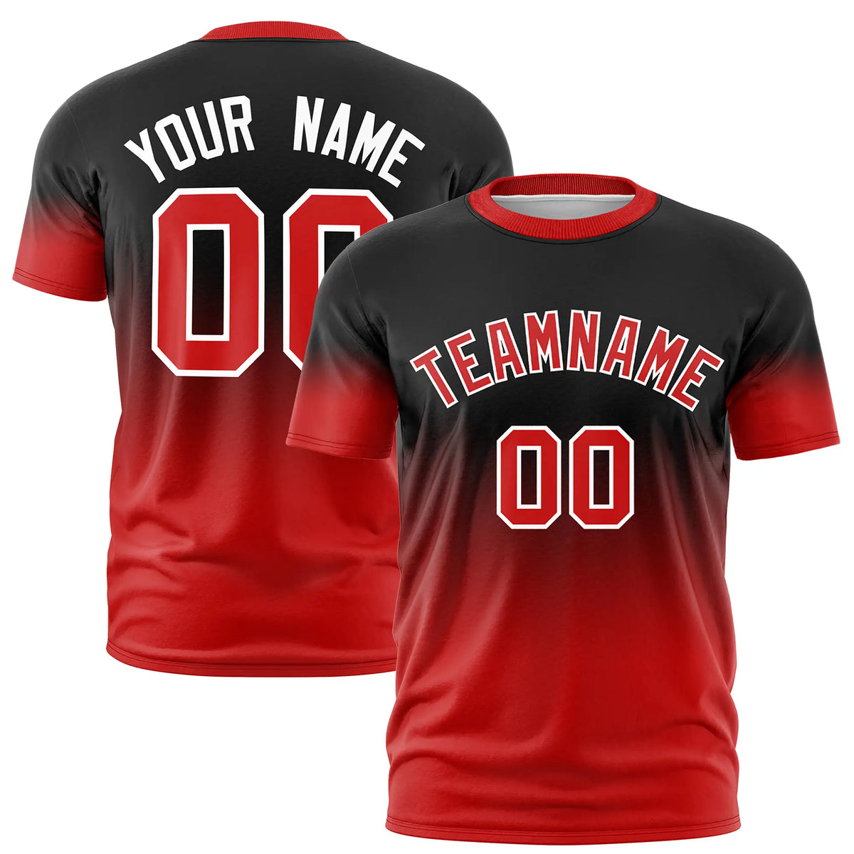 Custom Black-Red Gradient Fashion Design Performance T-Shirt