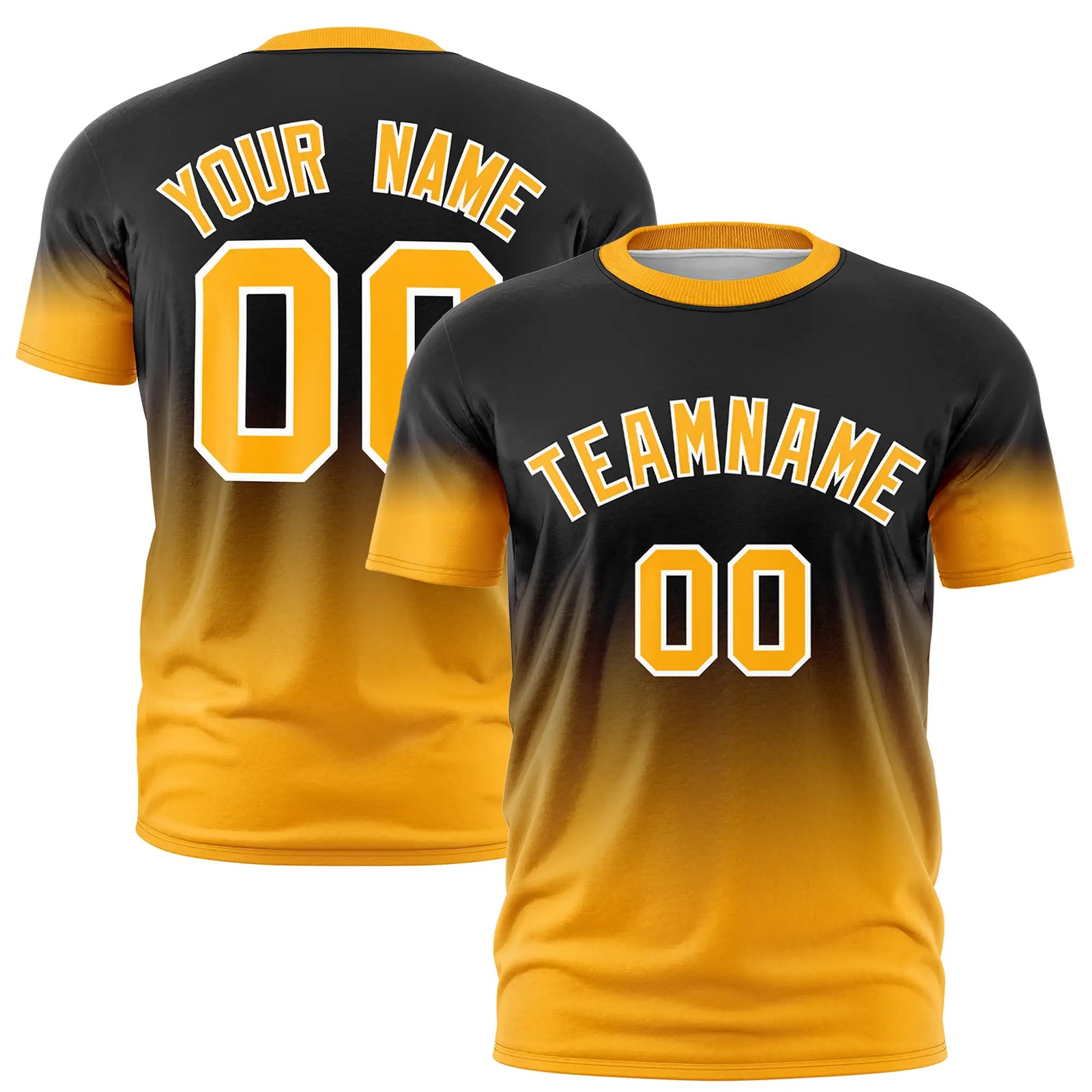 Custom Black-Yellow Gradient Fashion Design Performance T-Shirt