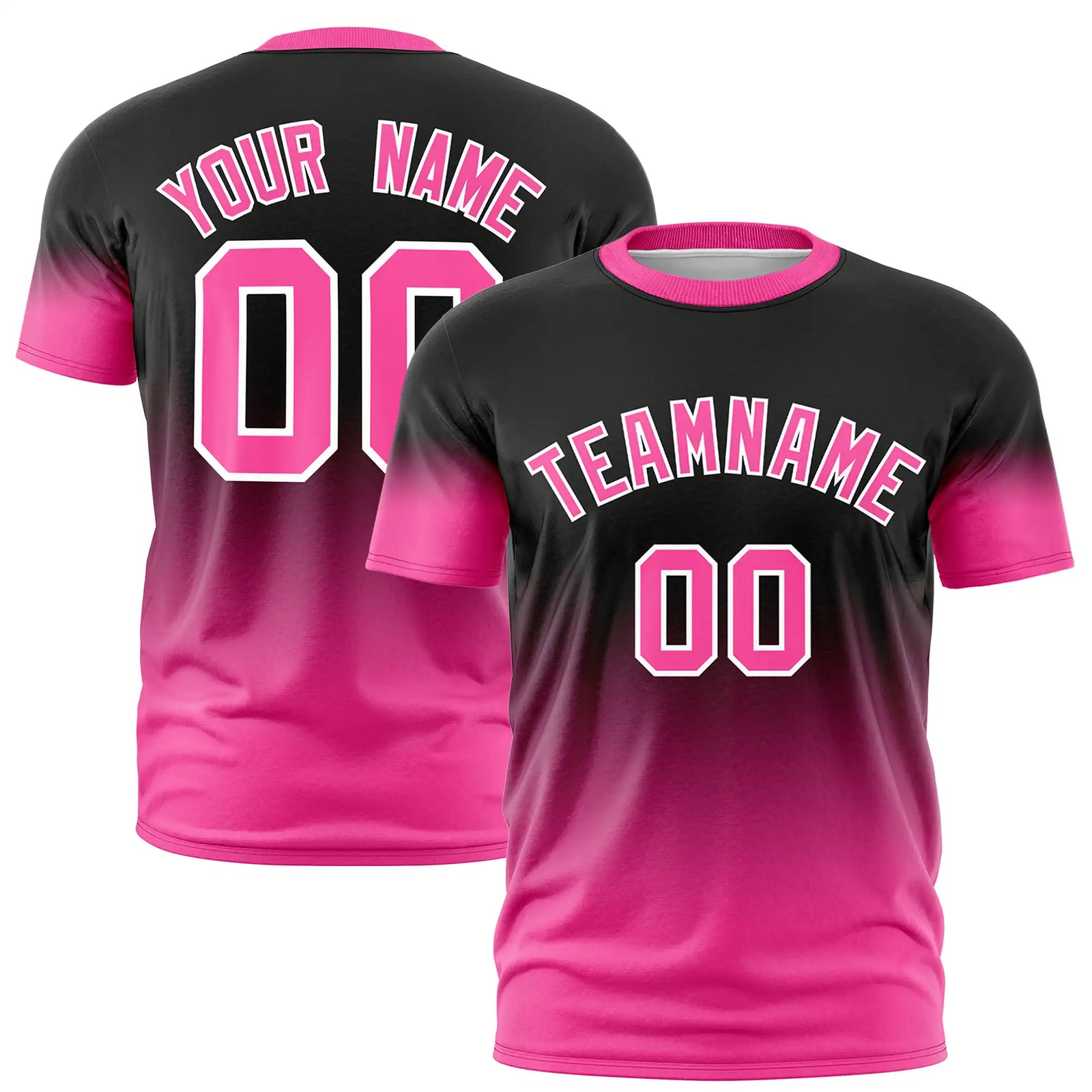 Custom Black-Pink Gradient Fashion Design Performance T-Shirt