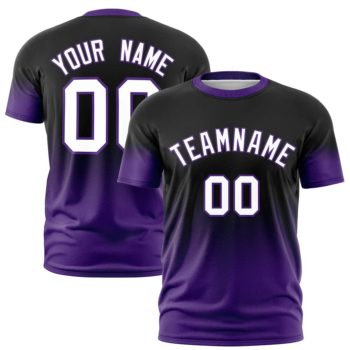 Custom Black-Purple Gradient Fashion Design Performance T-Shirt
