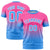 Custom Pink-Powder Blue Gradient Fashion Design Performance T-Shirt