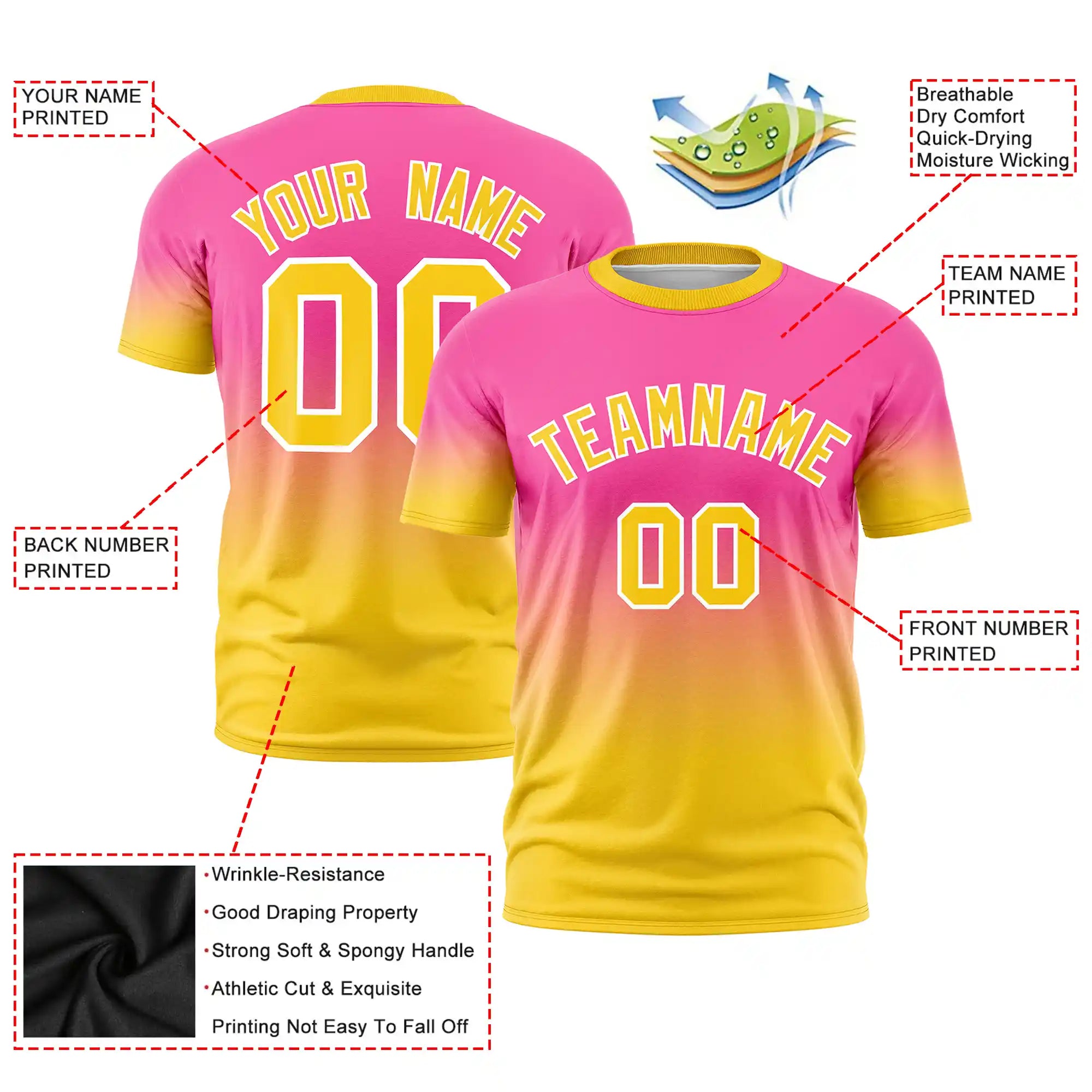 Custom Pink-Gold01 Gradient Fashion Design Performance T-Shirt