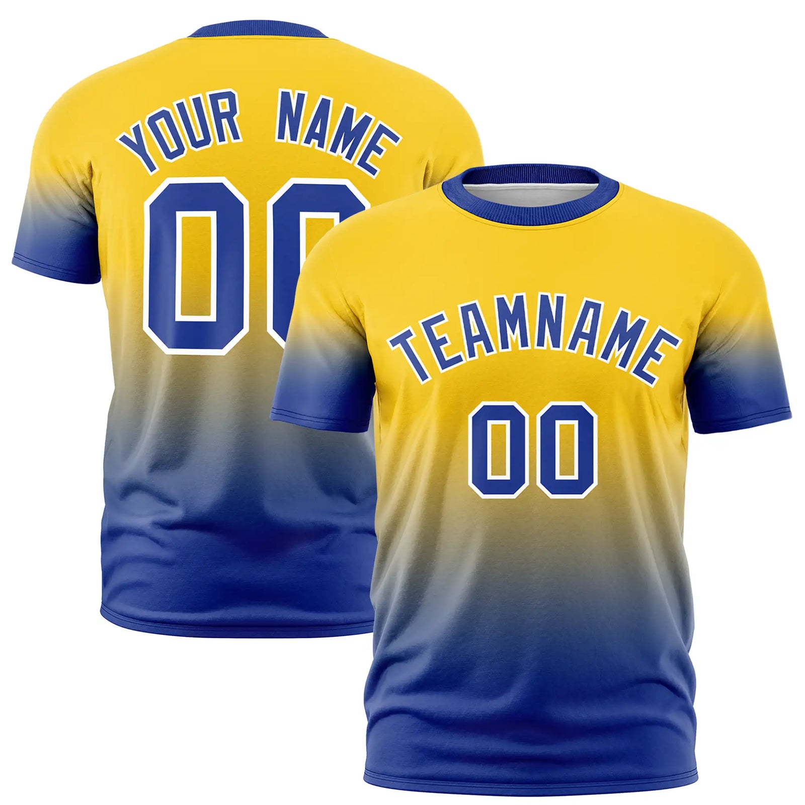 Custom Gold01-Royal Blue Gradient Fashion Design Performance T-Shirt