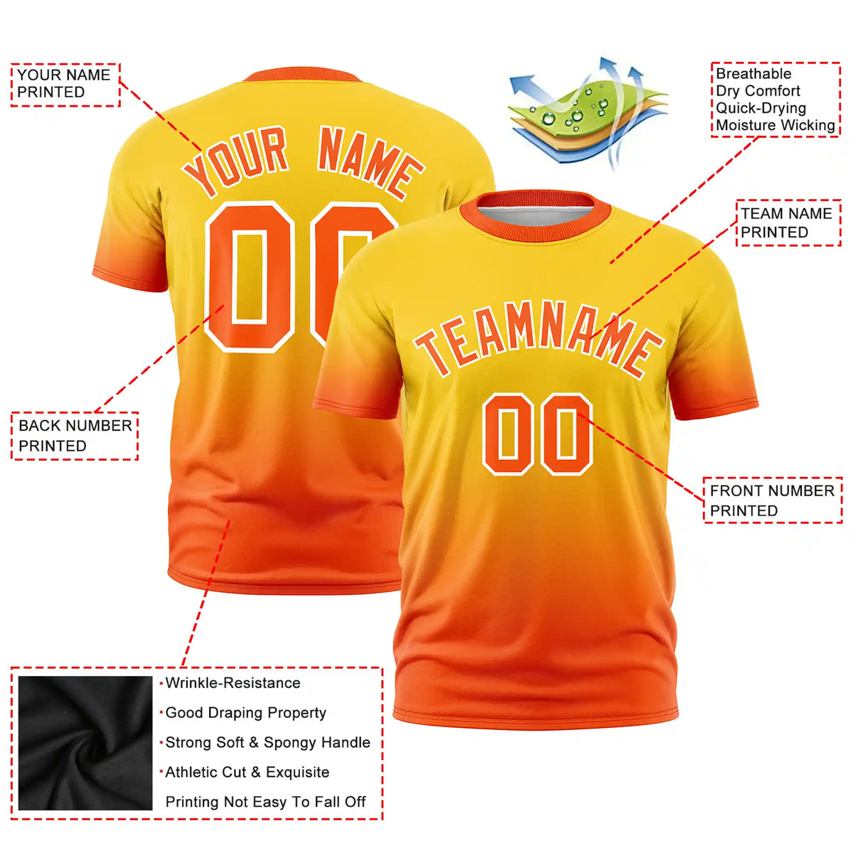 Custom Gold01-Orange Gradient Fashion Design Performance T-Shirt
