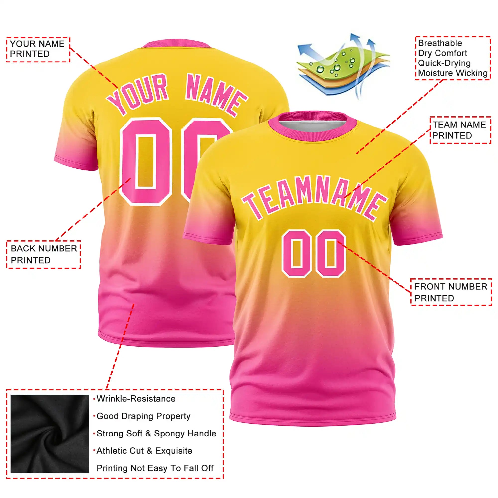 Custom Gold01-Pink Gradient Fashion Design Performance T-Shirt