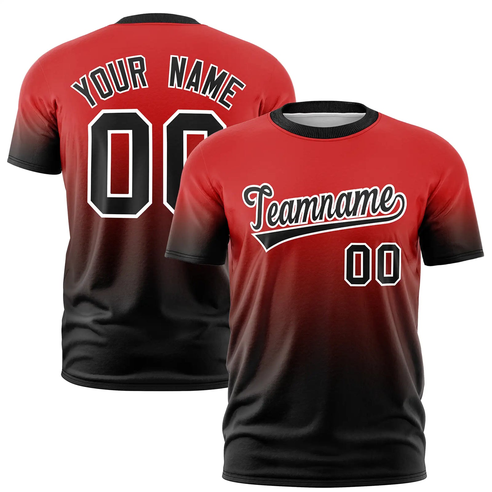 Custom Red-Black Gradient Fashion Design Performance T-Shirt