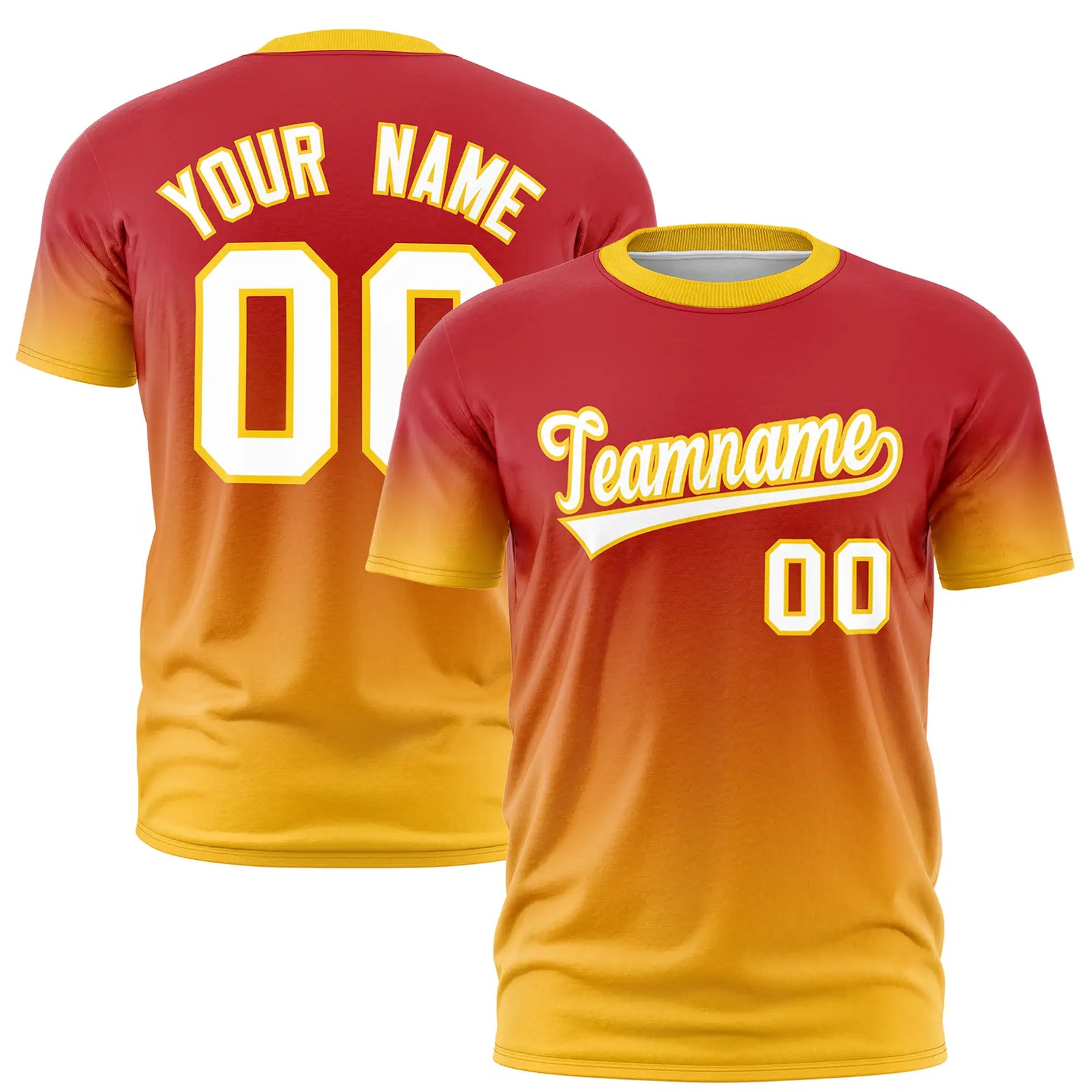 Custom Red-Gold01 Gradient Fashion Design Performance T-Shirt