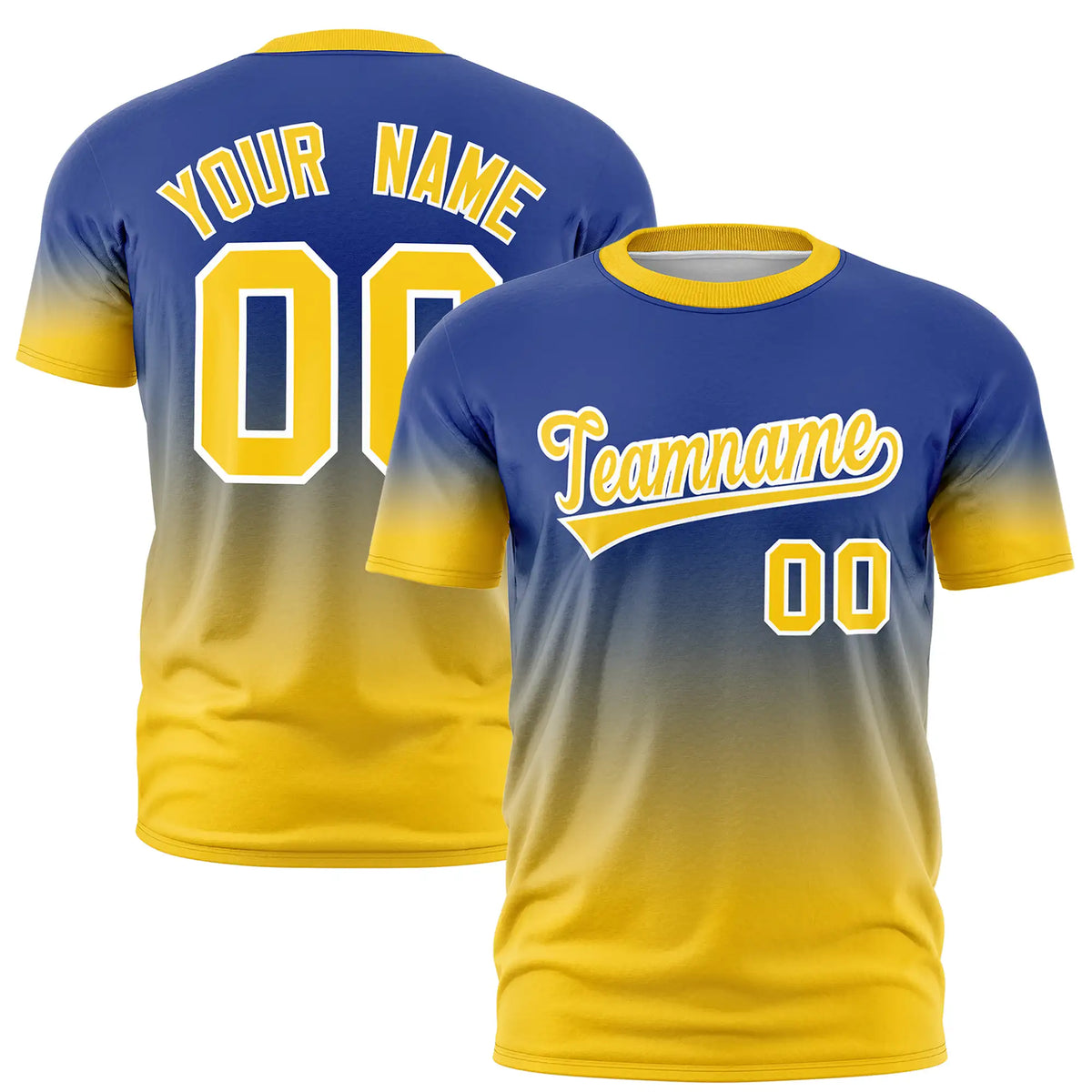 Custom Royal Blue-Gold01 Gradient Fashion Design Performance T-Shirt
