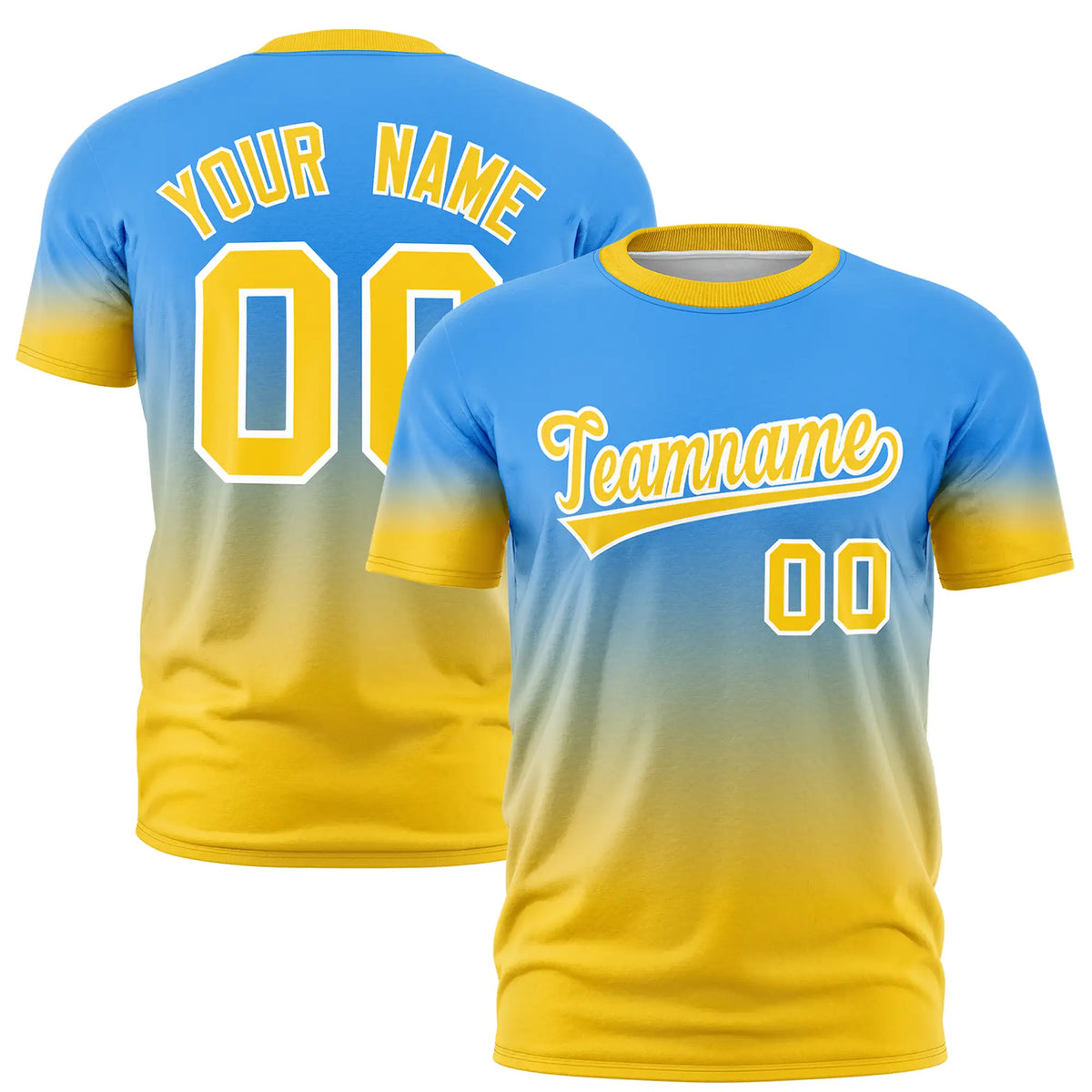 Custom Powder Blue-Gold01 Gradient Fashion Design Performance T-Shirt
