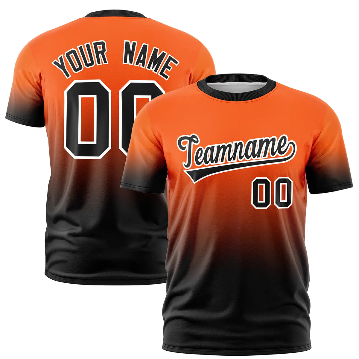 Custom Orange-Black Gradient Fashion Design Performance T-Shirt