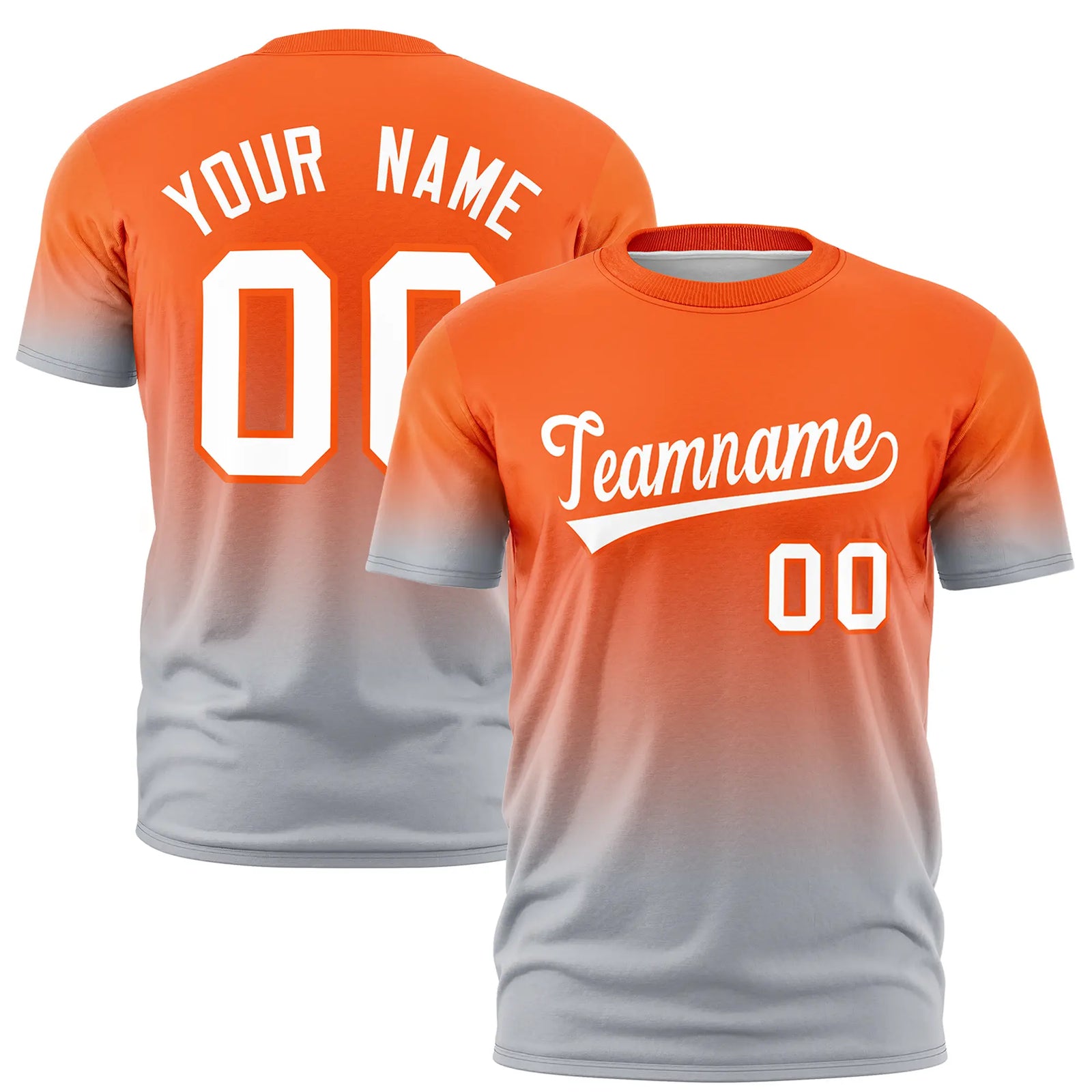 Custom Orange-Gray Gradient Fashion Design Performance T-Shirt
