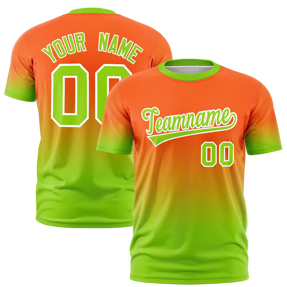 Custom Orange-Neon Green Gradient Fashion Design Performance T-Shirt