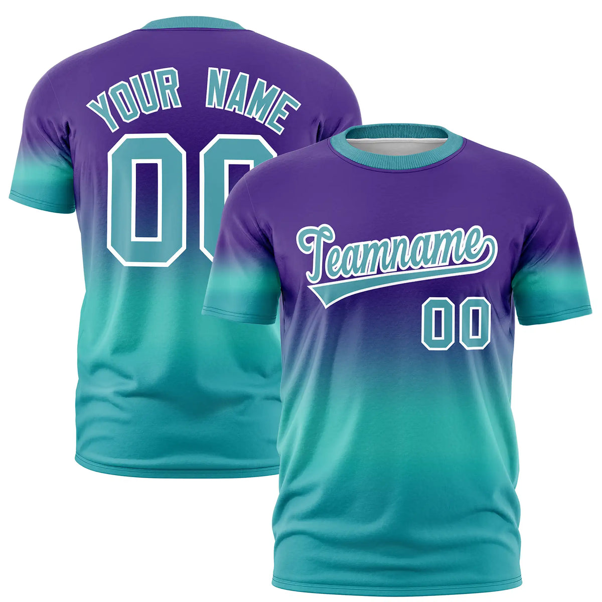 Custom Purple-Aqua Gradient Fashion Design Performance T-Shirt