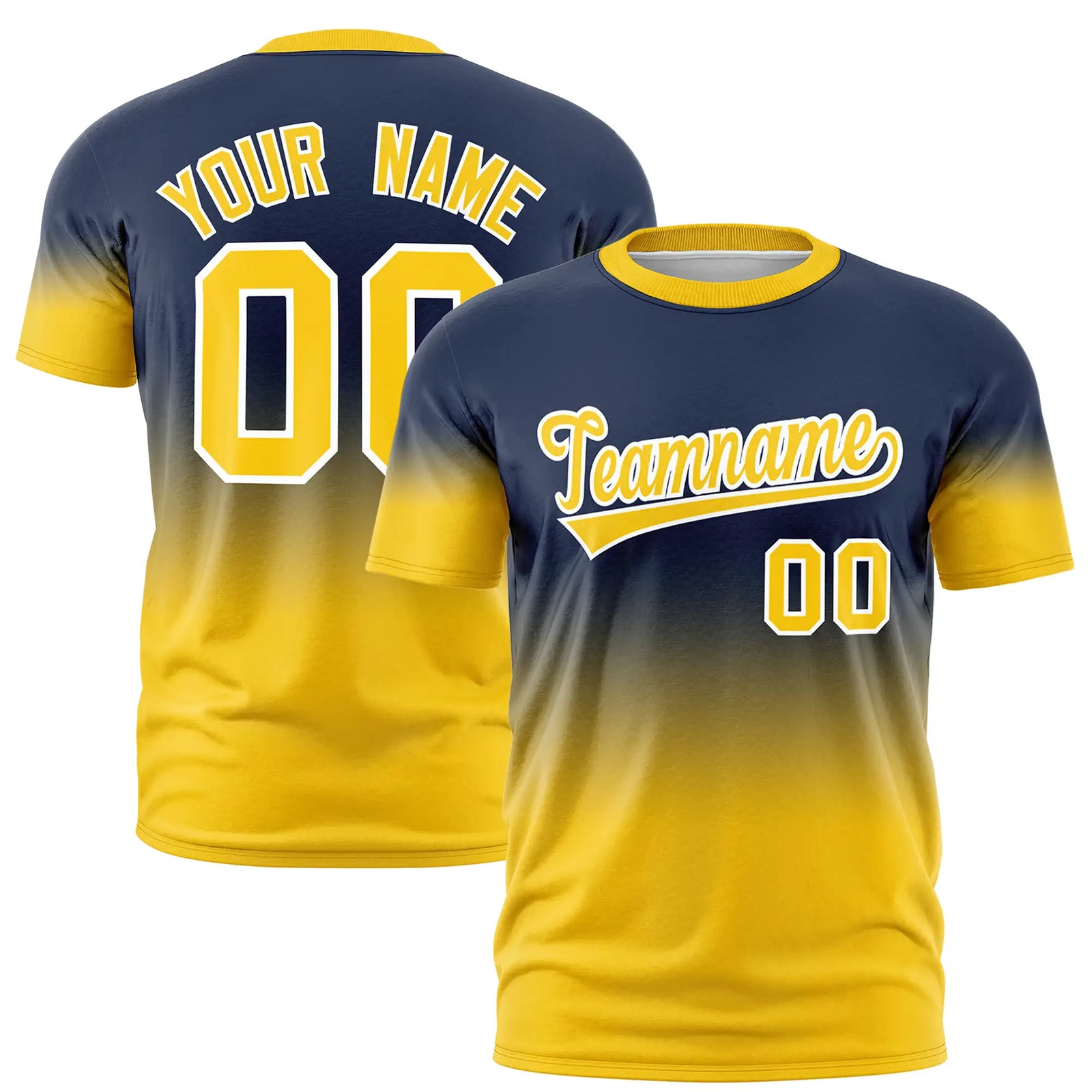 Custom Navy-Gold01 Gradient Fashion Design Performance T-Shirt