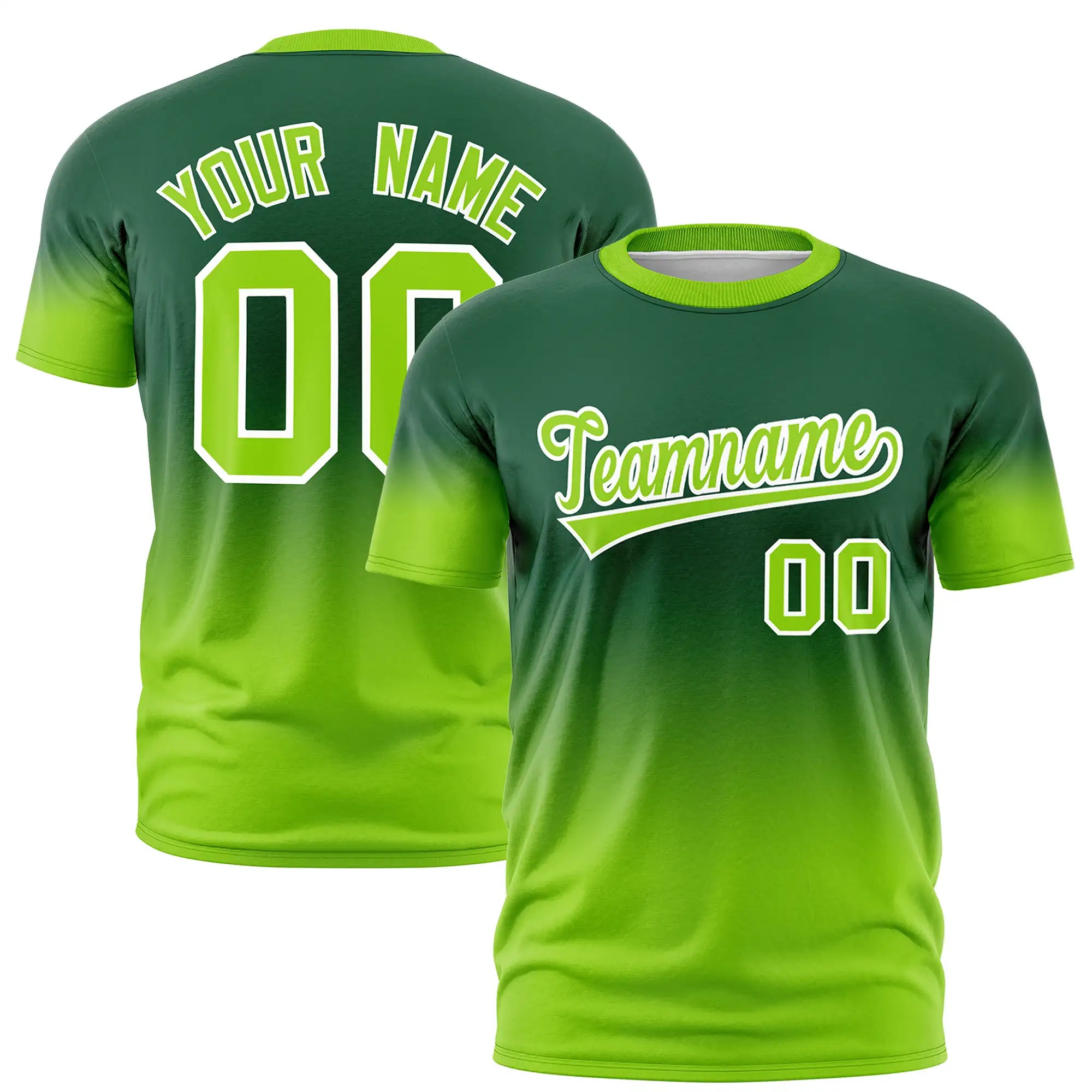 Custom Green-Neon Green Gradient Fashion Design Performance T-Shirt