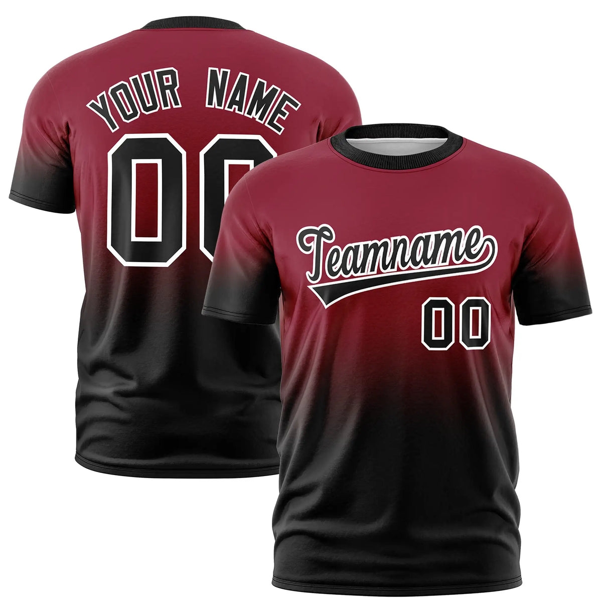 Custom Crimson-Black Gradient Fashion Design Performance T-Shirt