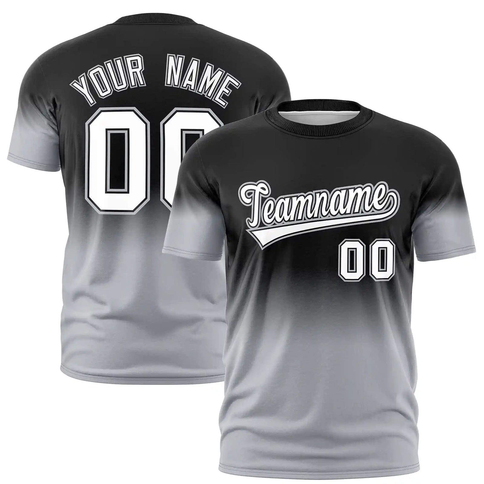 Custom Black-Gray Gradient Fashion Design Performance T-Shirt